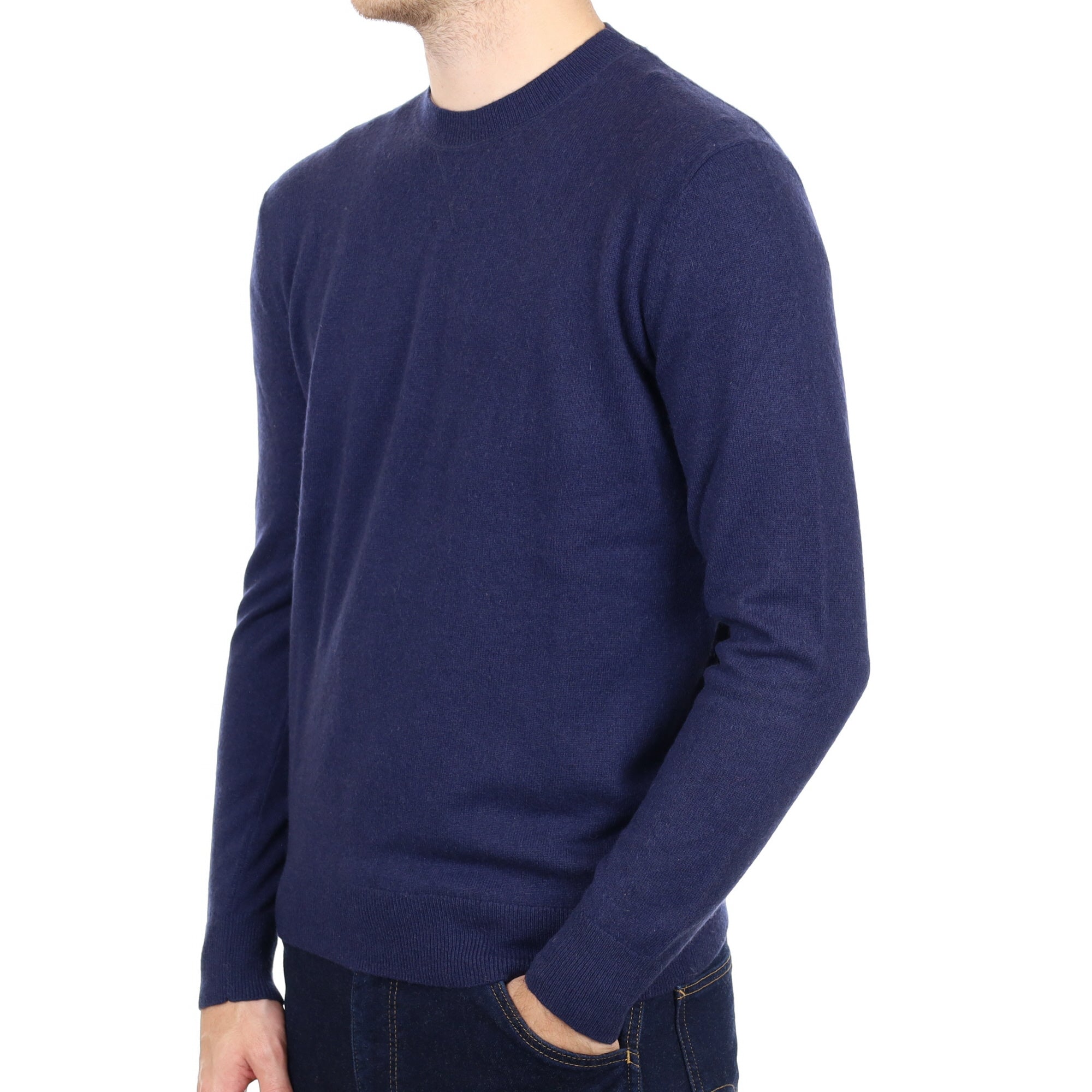 Men's Navy Blue Cashmere Crew Neck Jumper Medium