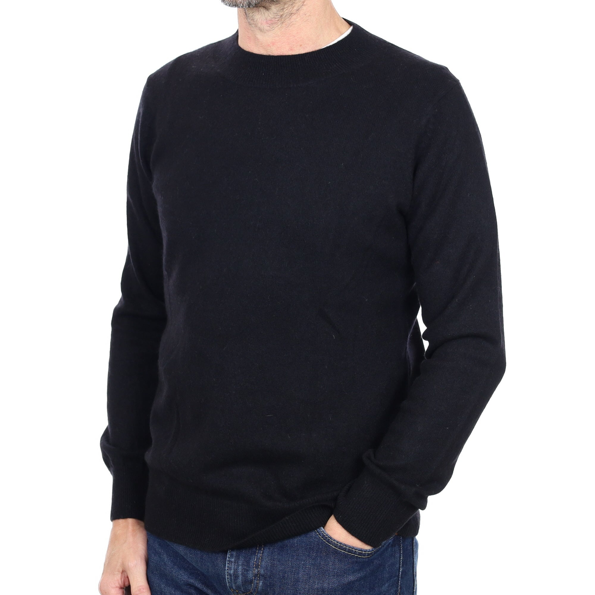 Men's Black Cashmere Crew Neck Jumper Small