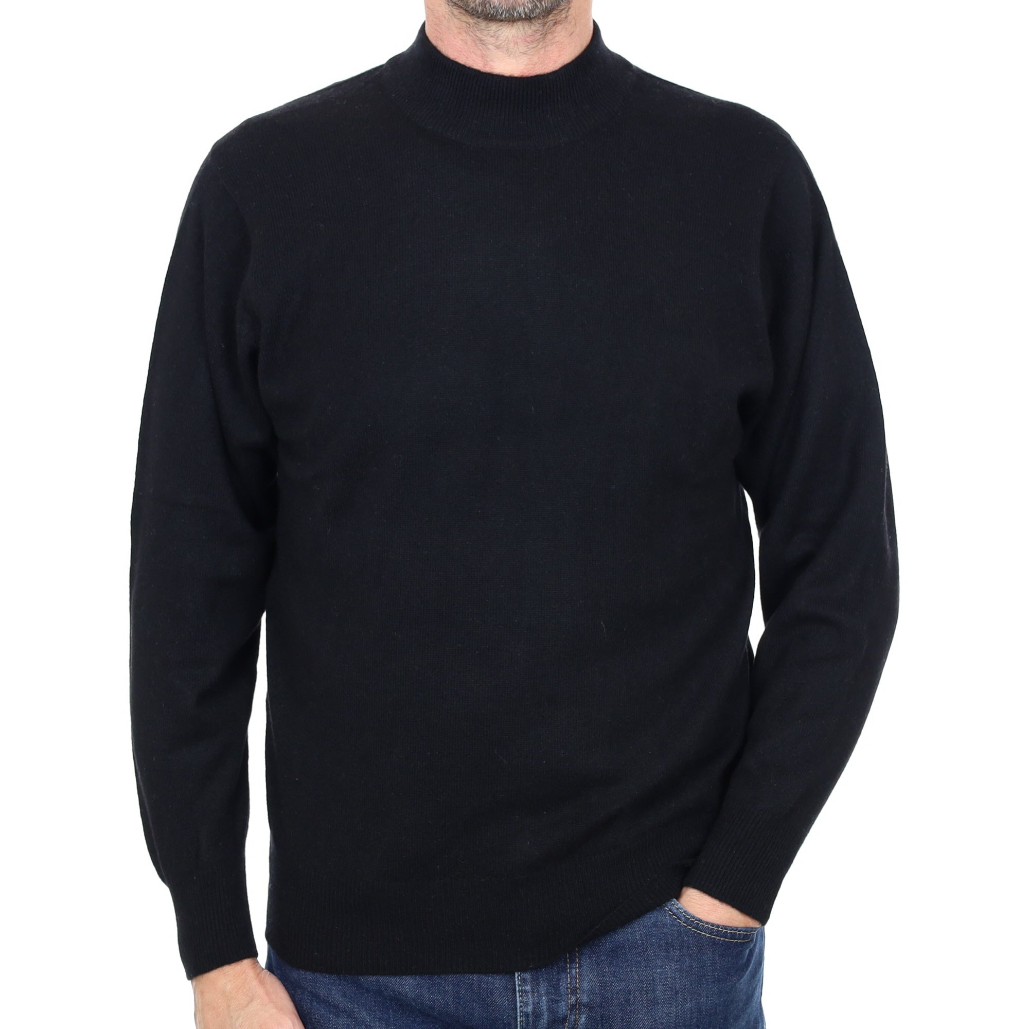 Men's Black Cashmere Turtle Neck Jumper Small