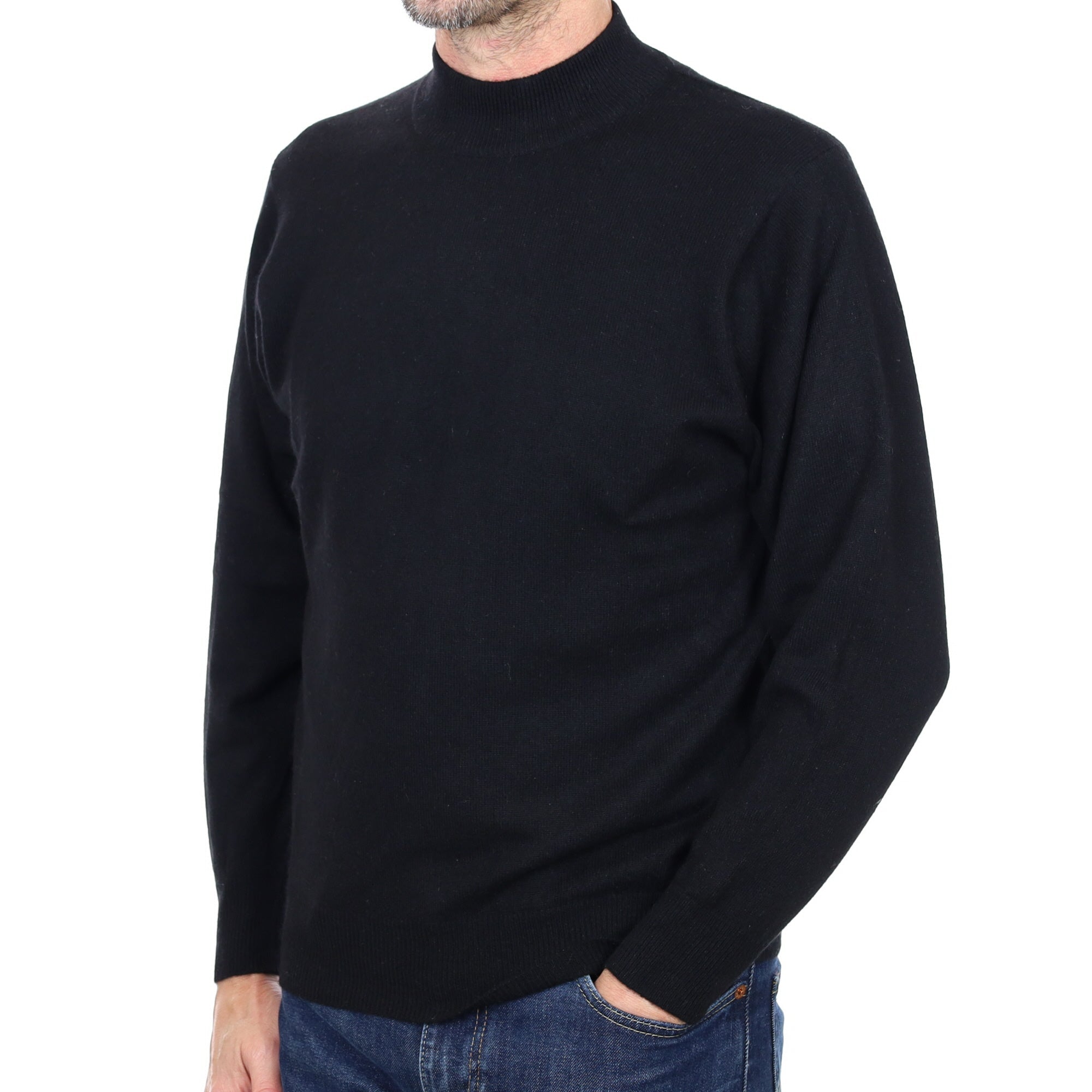 Men's Black Cashmere Turtle Neck Jumper Small