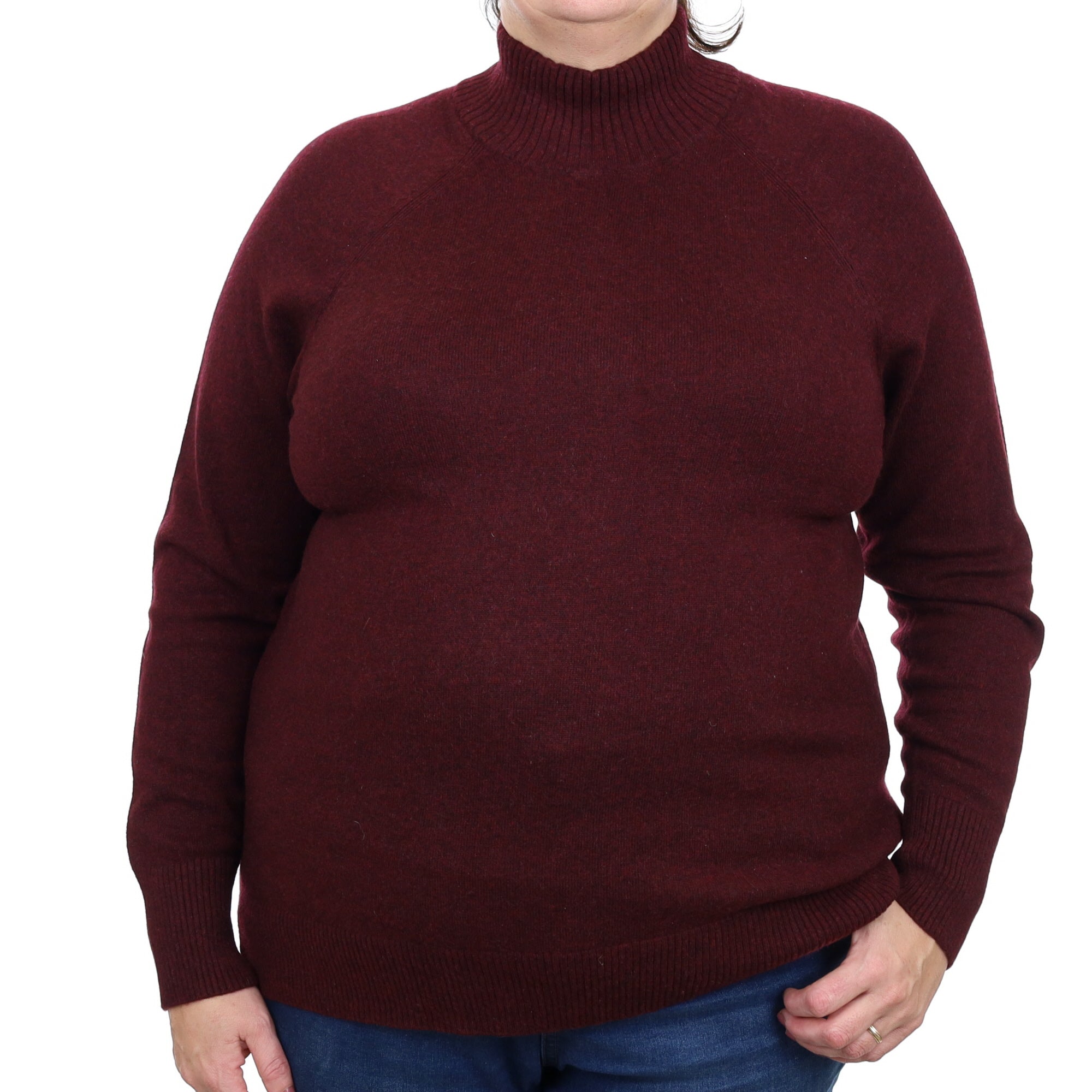 Burgundy Red Cashmere Turtle Neck Jumper Extra Large