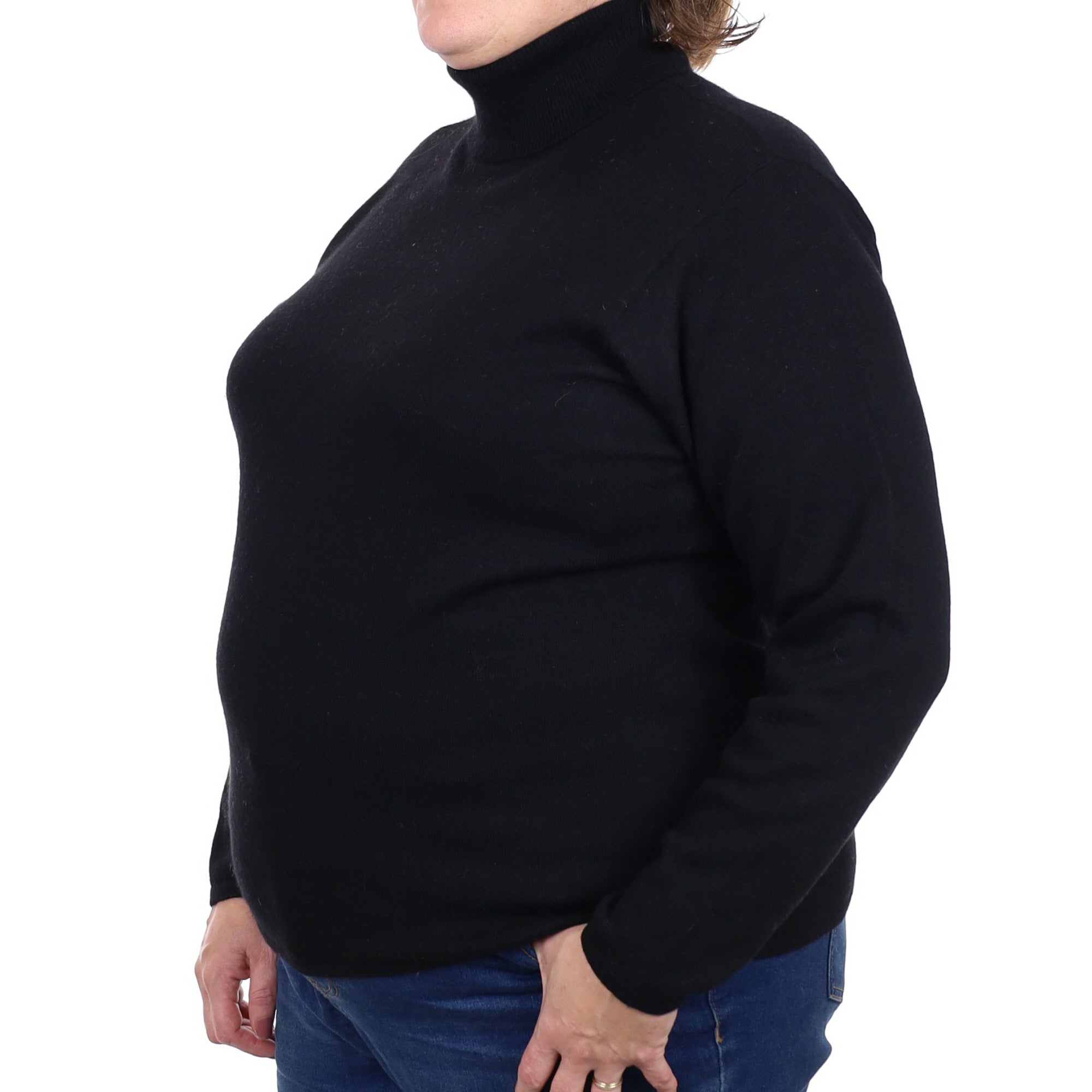 Black Cashmere Polo Neck Jumper Extra Extra Large