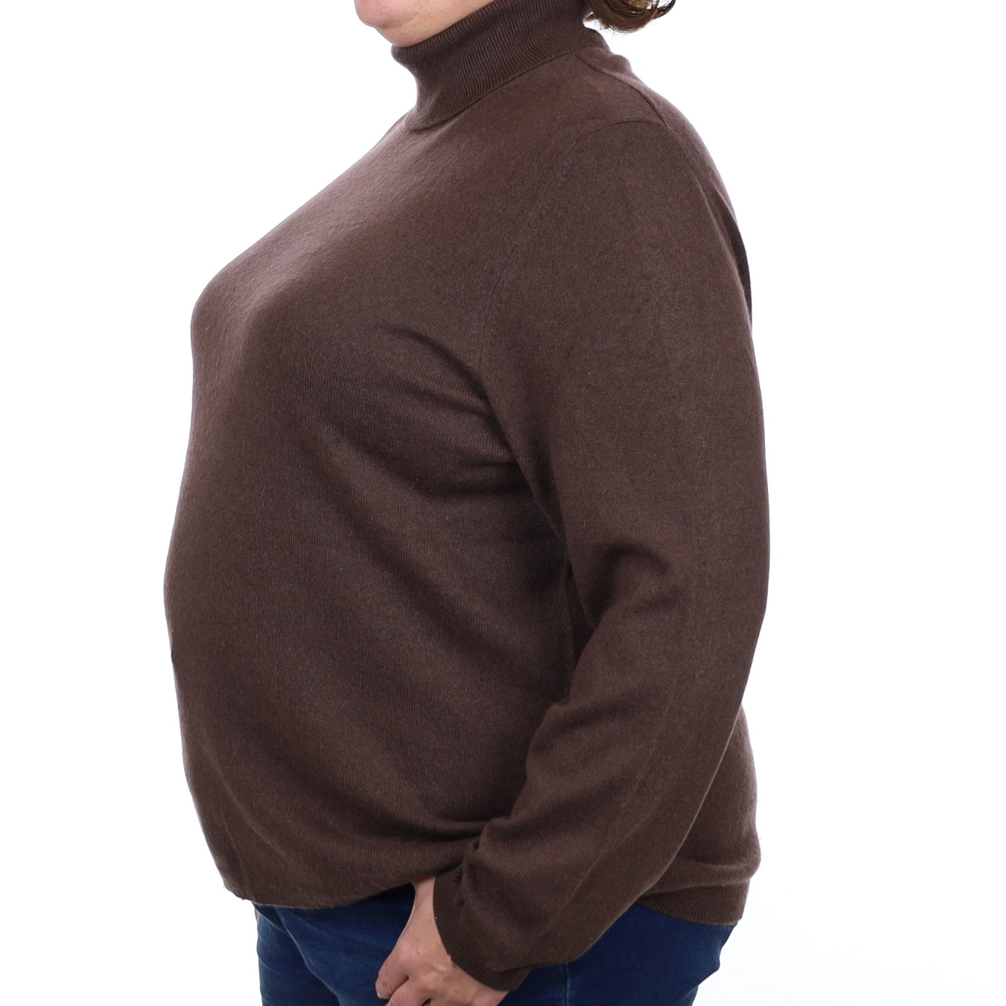 Chocolate Brown Cashmere Polo Neck Jumper XXXL