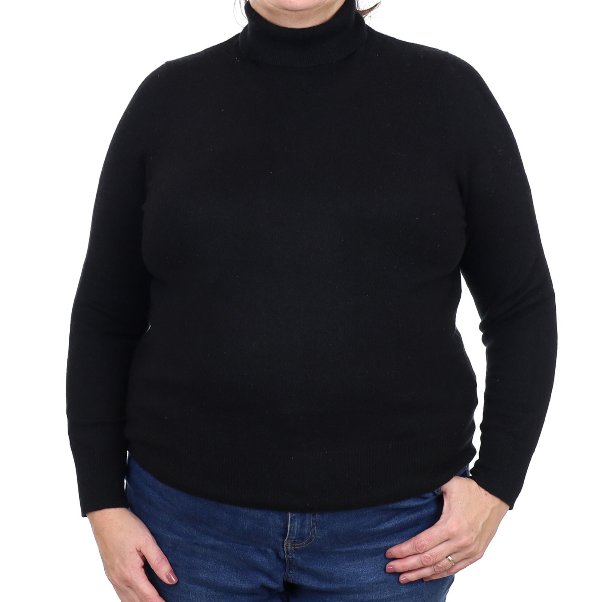 Black Cashmere Polo Neck Jumper Extra Large