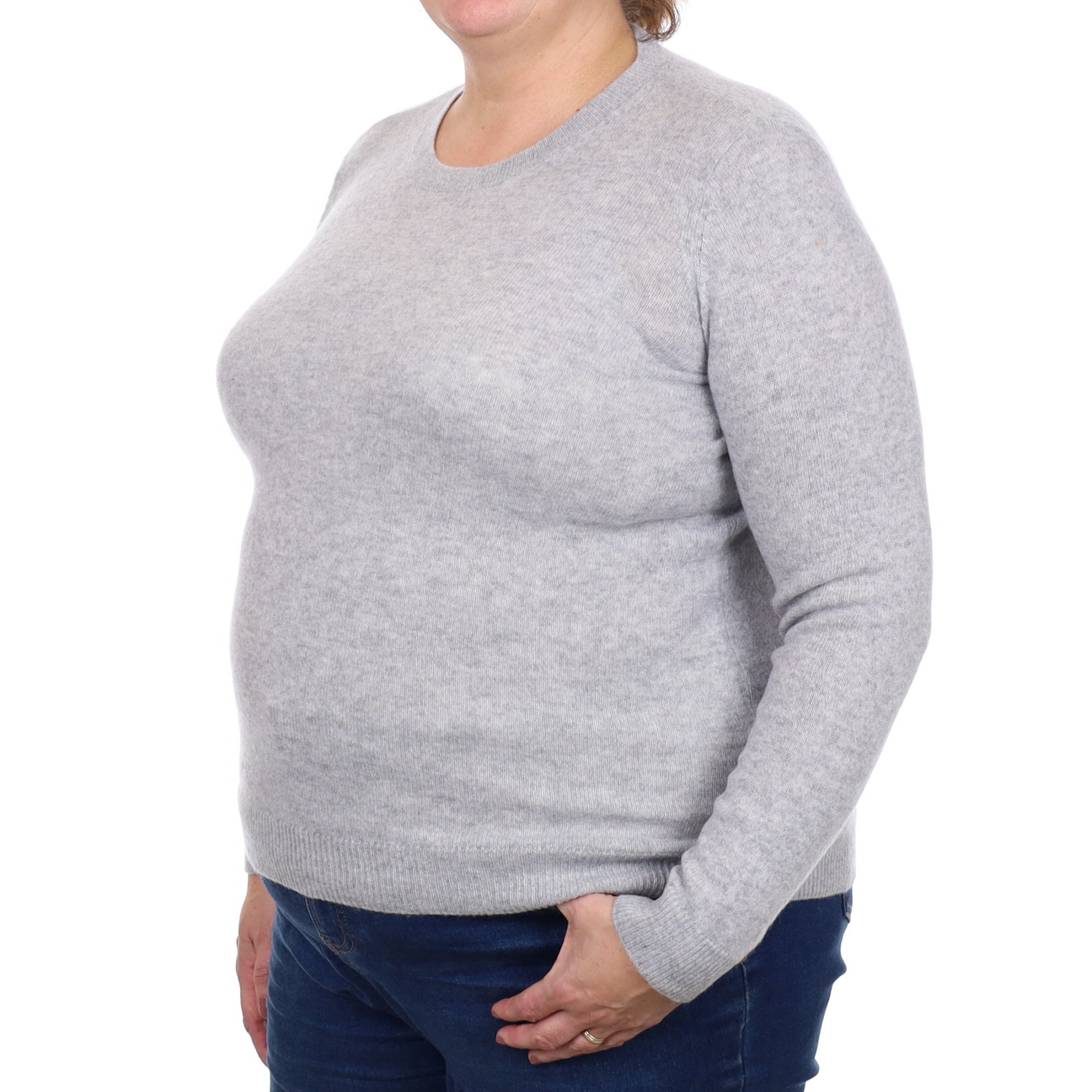Smoke Grey Cashmere Crew Neck Jumper Extra Large