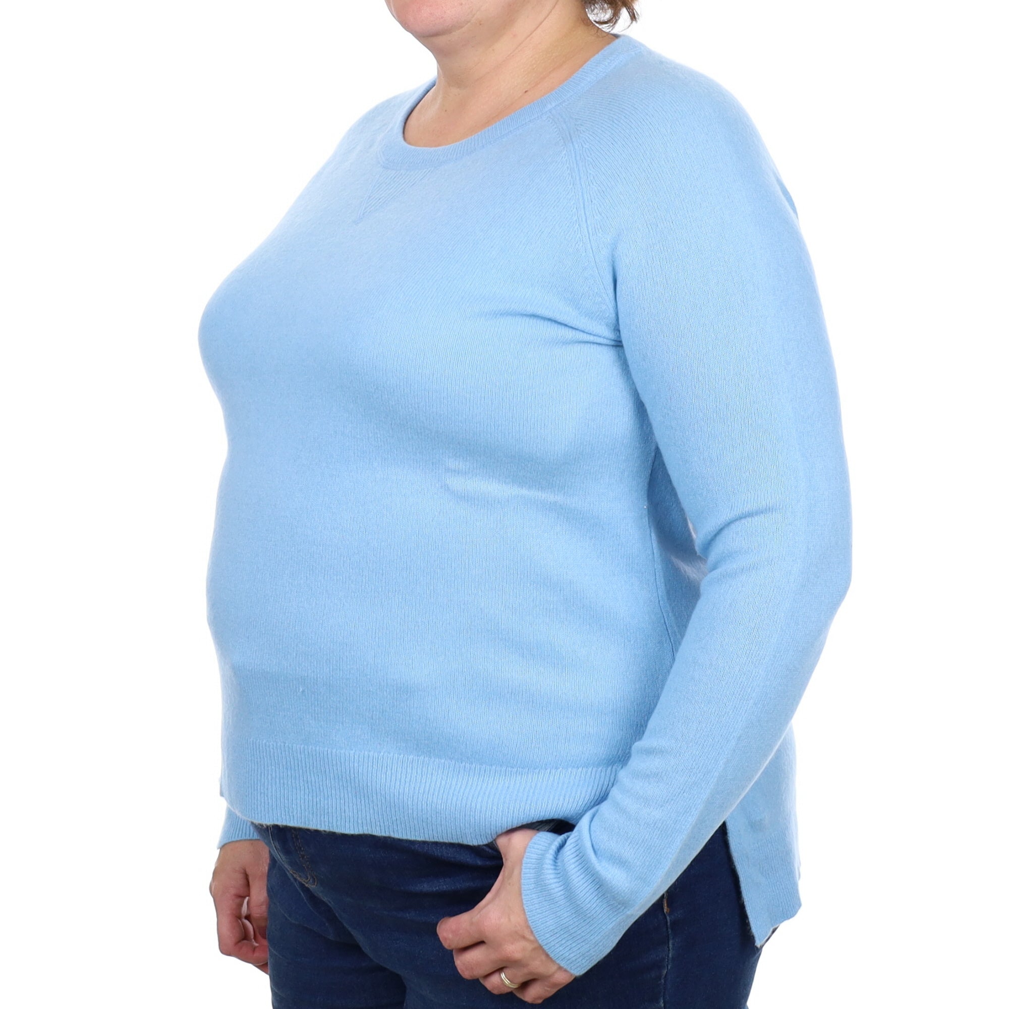 Sky Blue Cashmere Crew Neck Jumper Extra Large