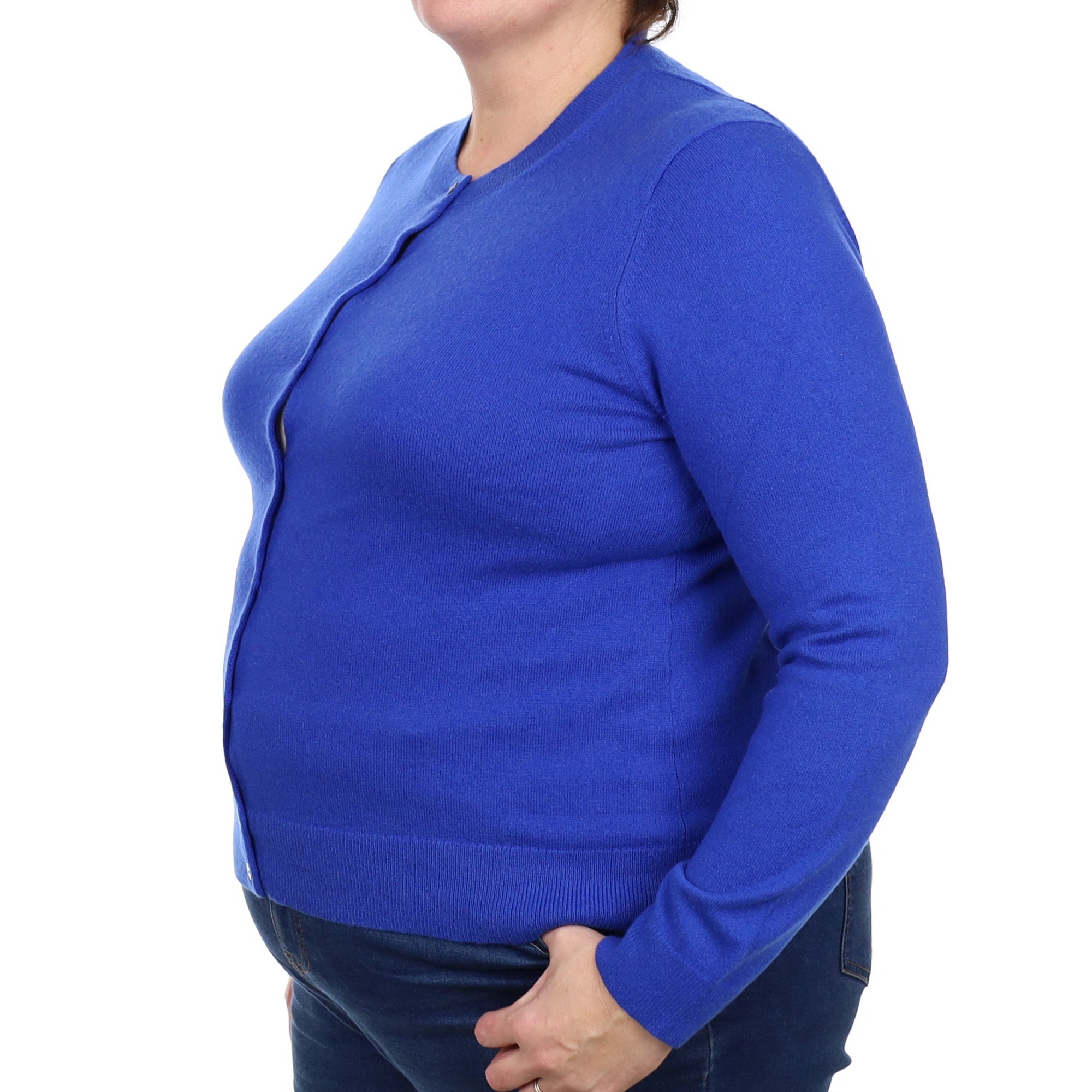 Cobalt Blue Cashmere Crew Neck Cardigan Extra Large