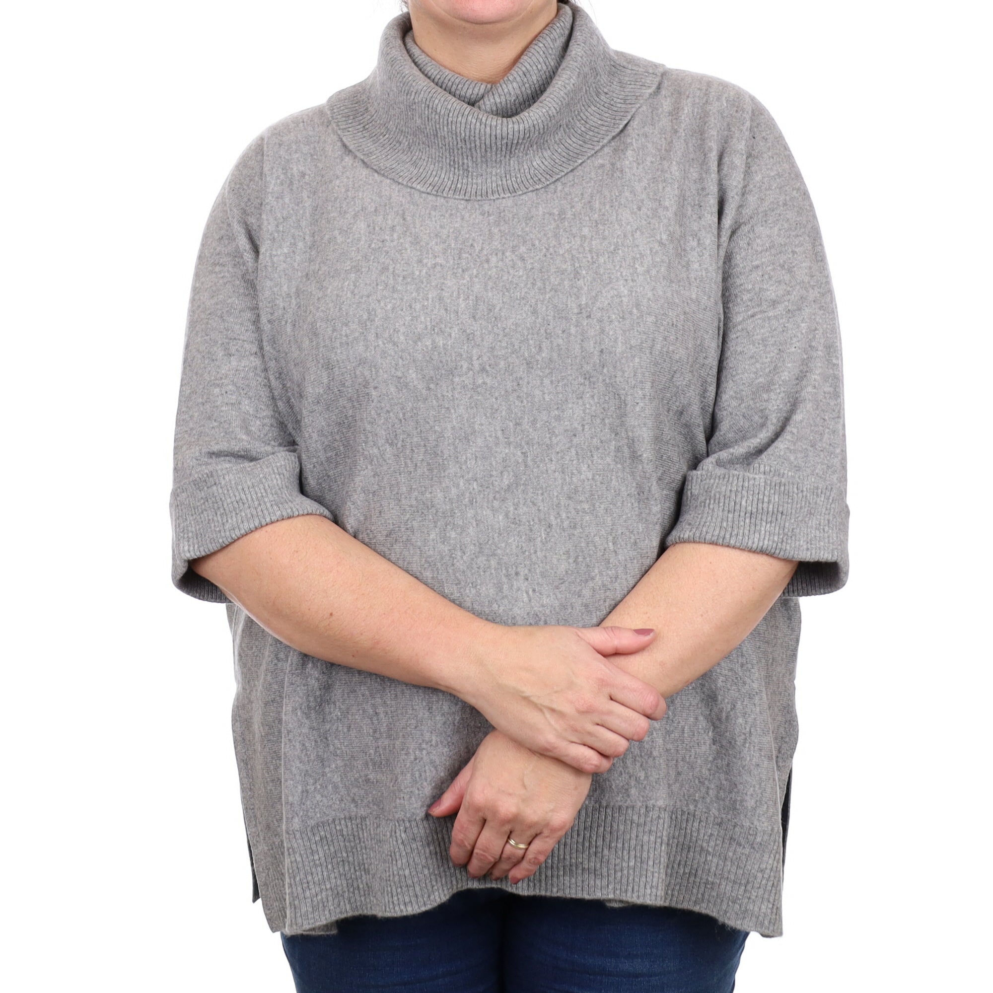 Brand New Ash Grey Cashmere Slouchy Cowl Neck Jumper Extra Large