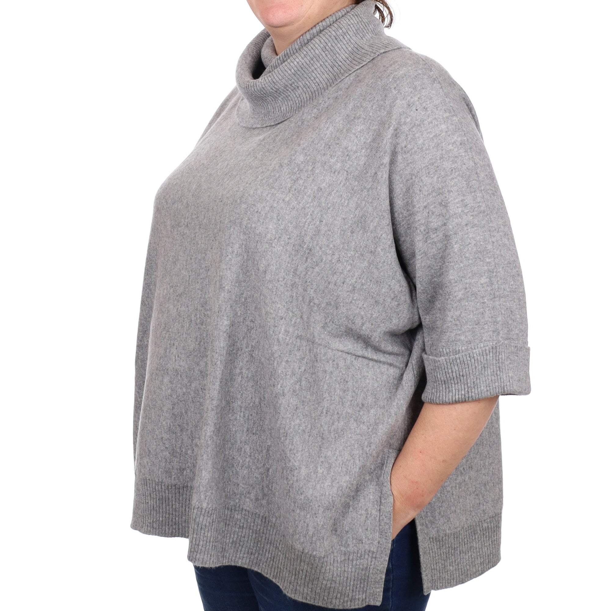 Brand New Ash Grey Cashmere Slouchy Cowl Neck Jumper Extra Large