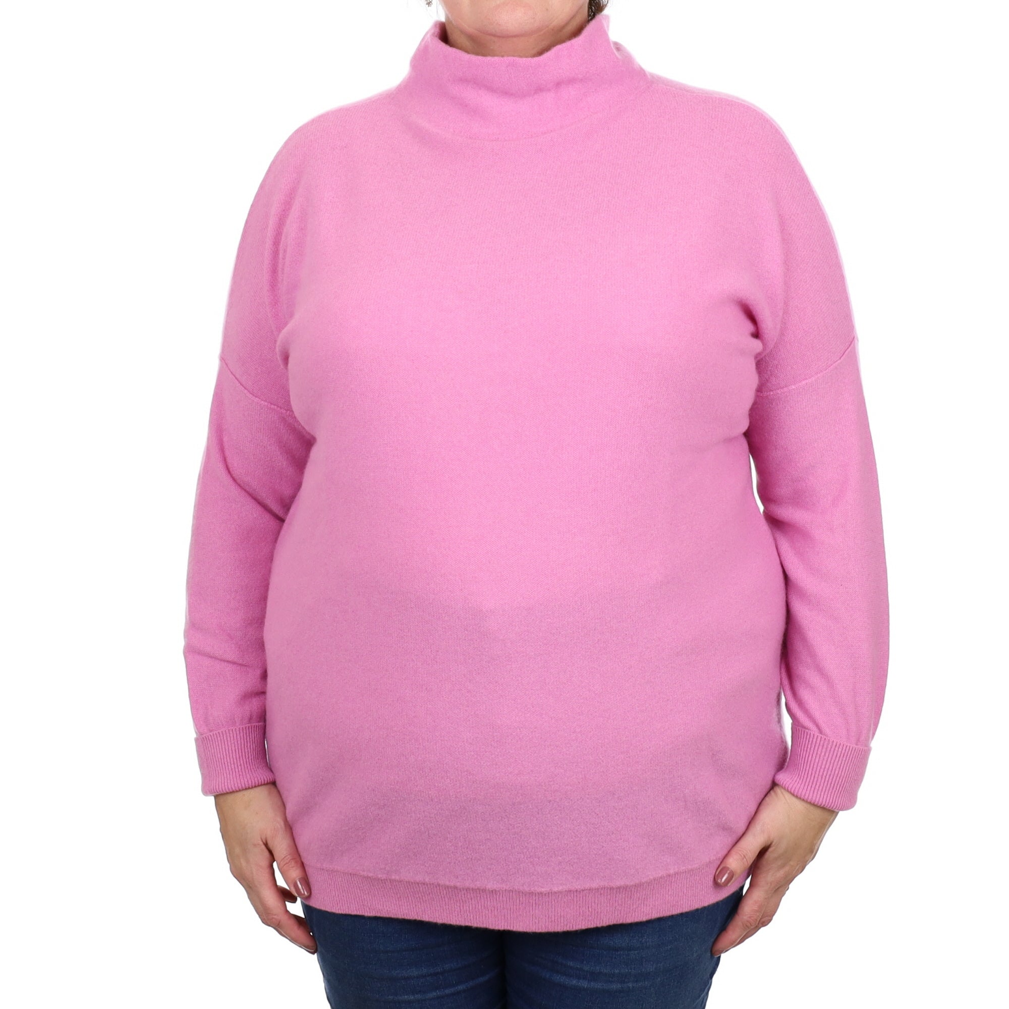 Foxglove Pink Cashmere Funnel Neck Jumper Extra Large
