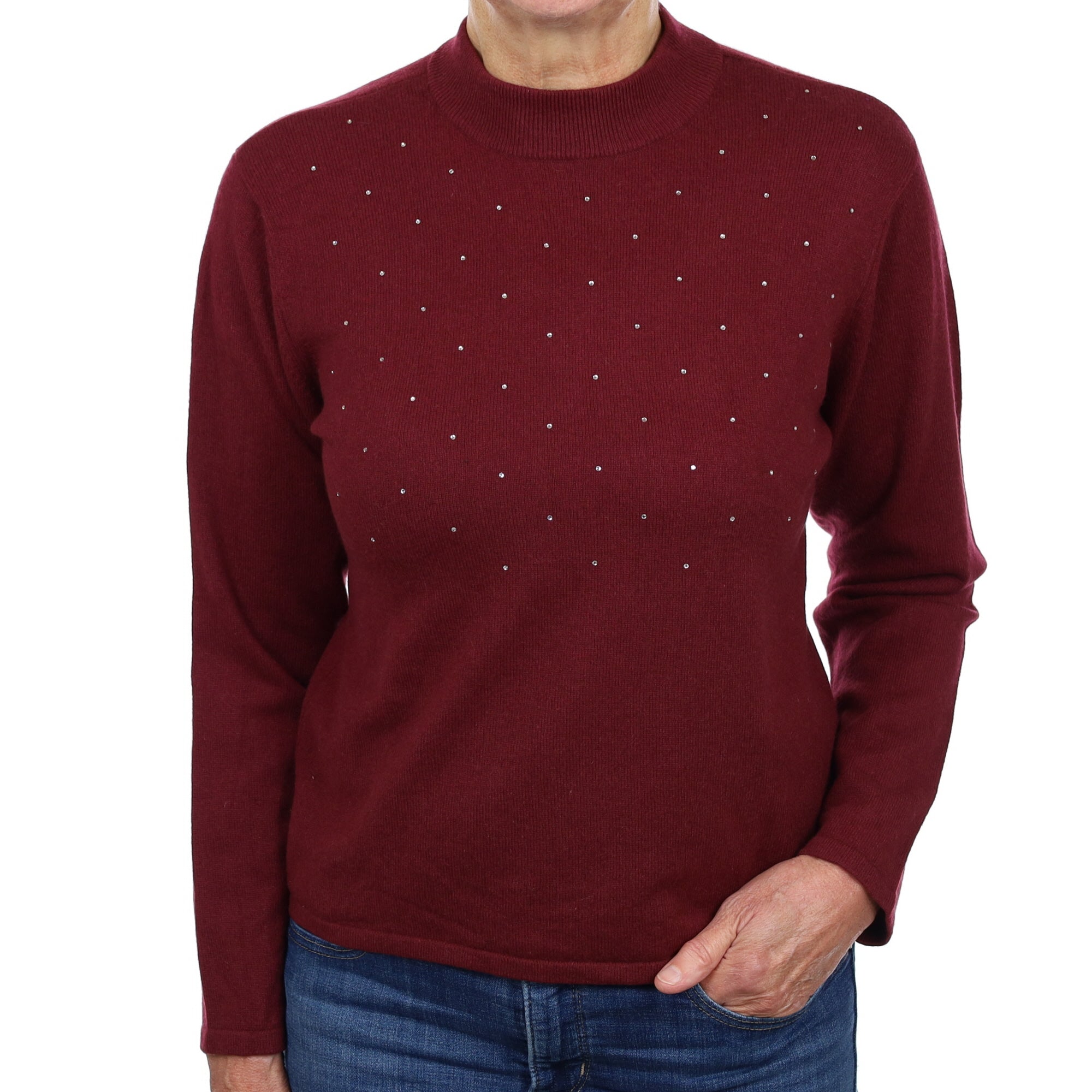 Wine Red Cashmere Turtle Neck Jumper Medium