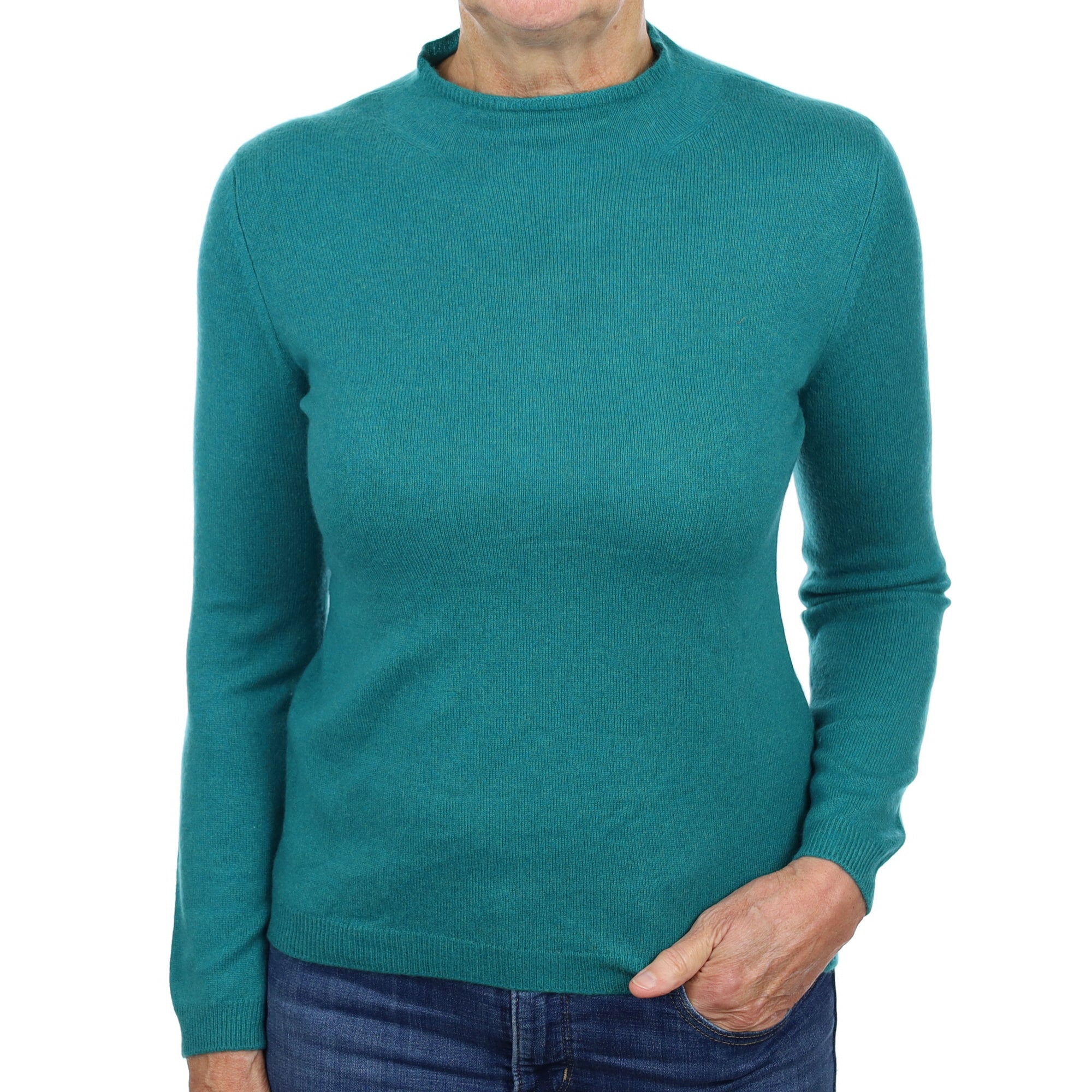 Sea Green Cashmere Turtle Neck Jumper Medium