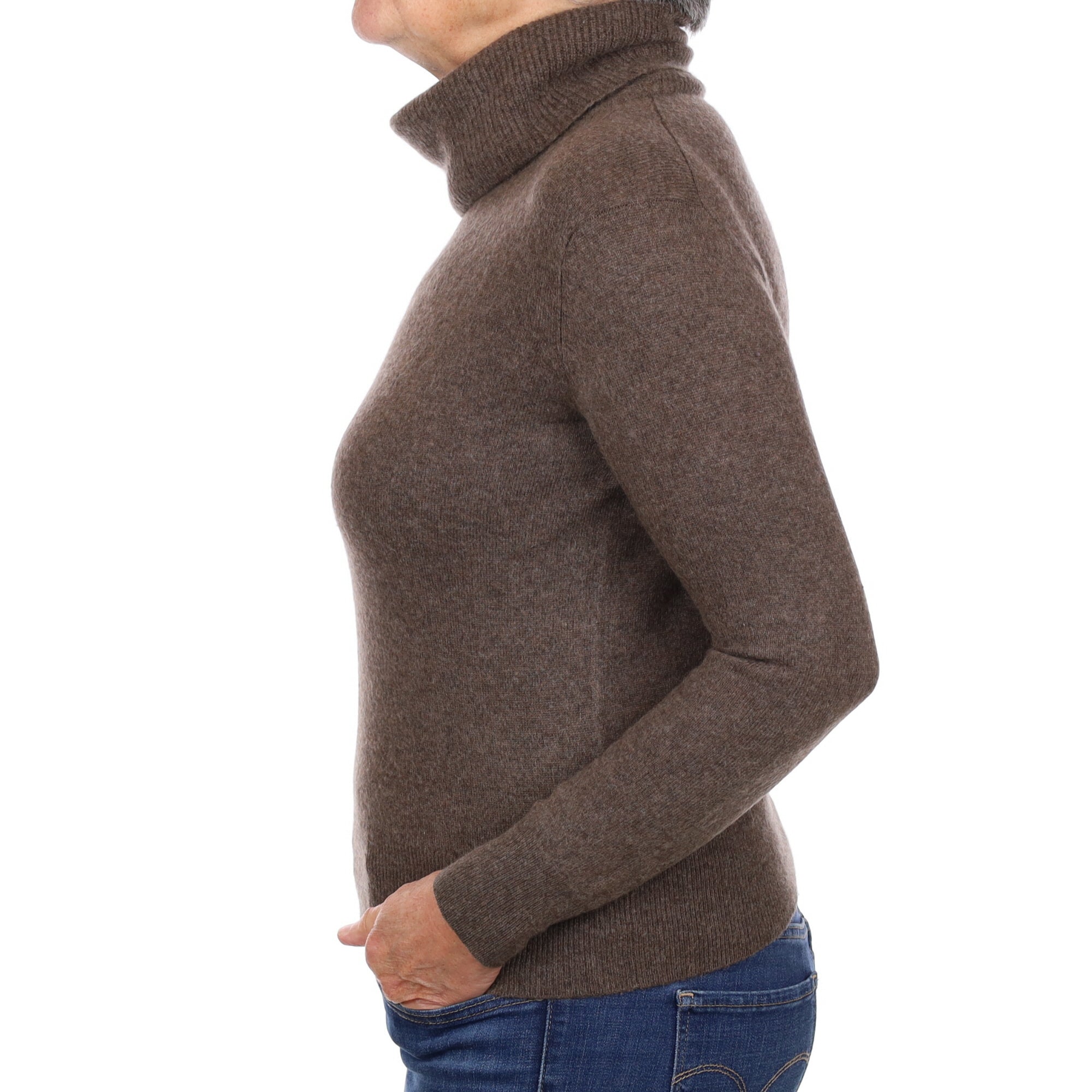 Donkey Brown Cashmere Polo Neck Jumper Medium