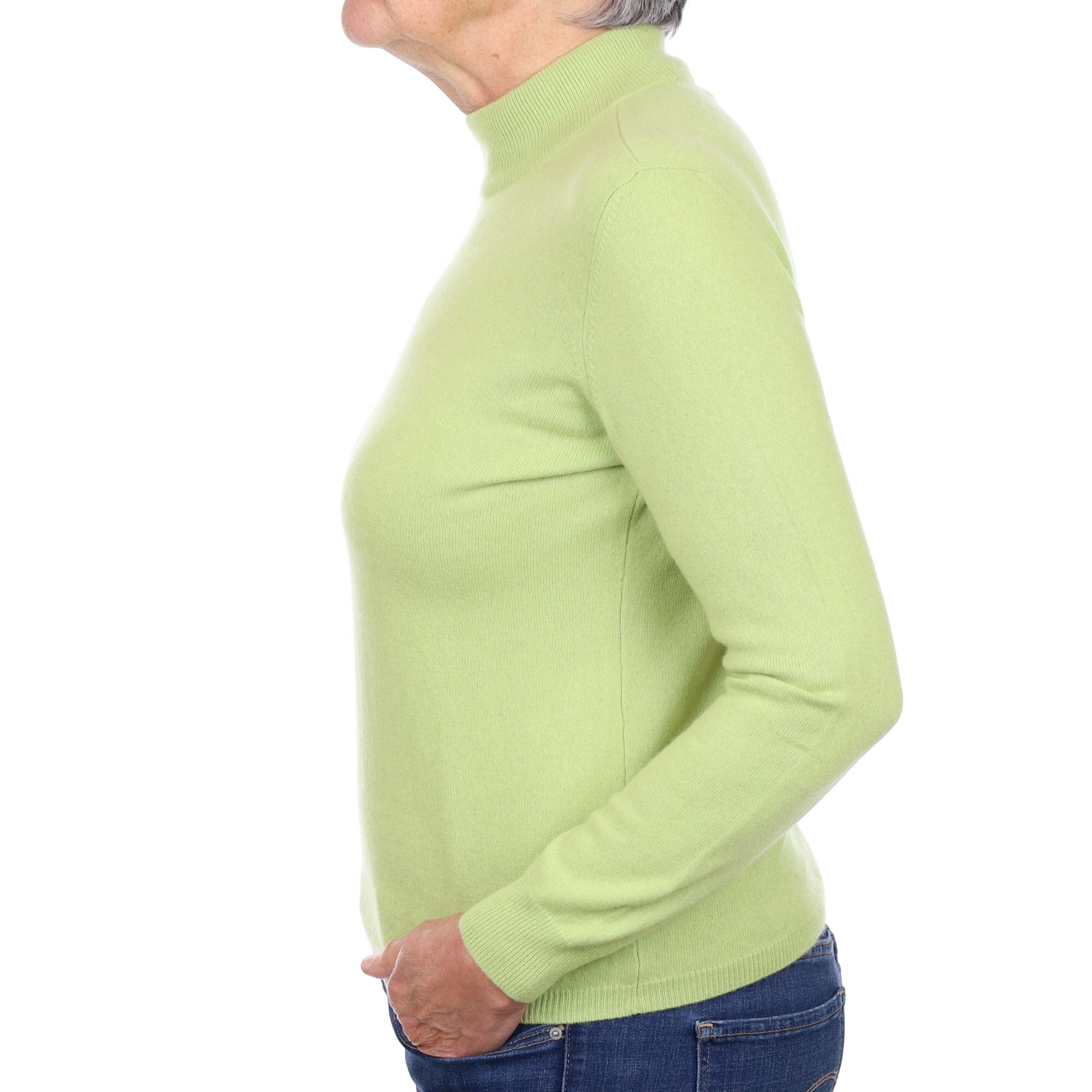 Key Lime Green Cashmere Turtle Neck Jumper Medium