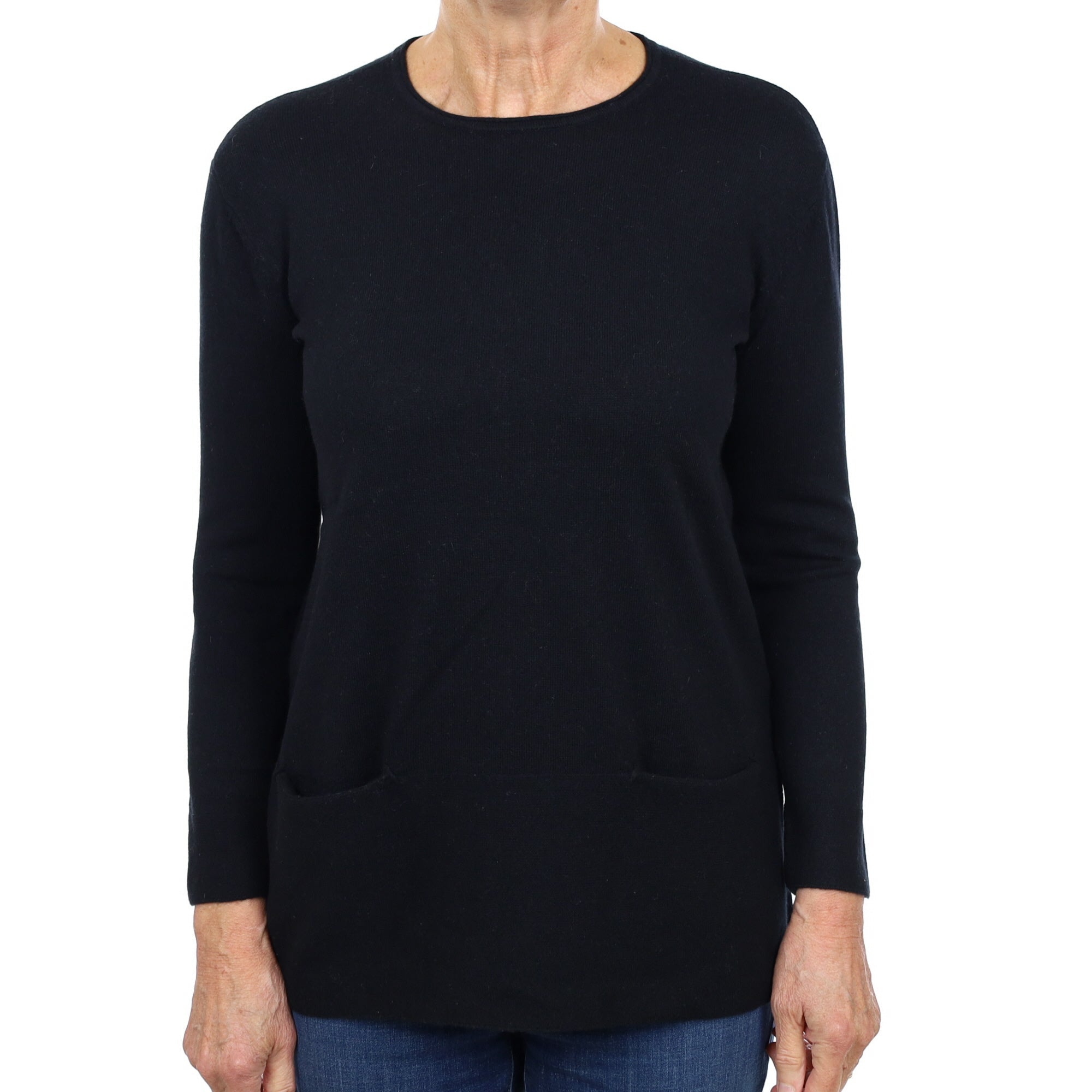 Black Cashmere Crew Neck Jumper Medium
