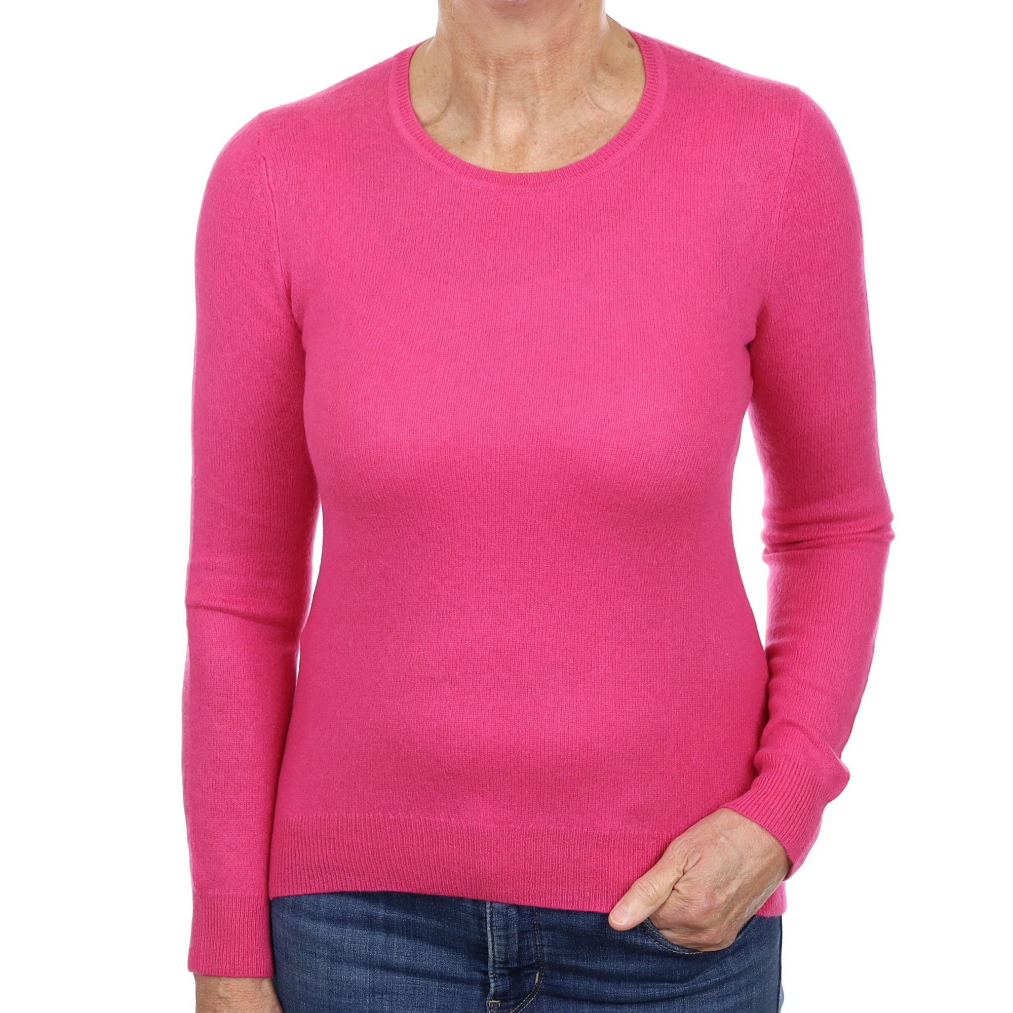 Hot Pink Cashmere Crew Neck Jumper Medium
