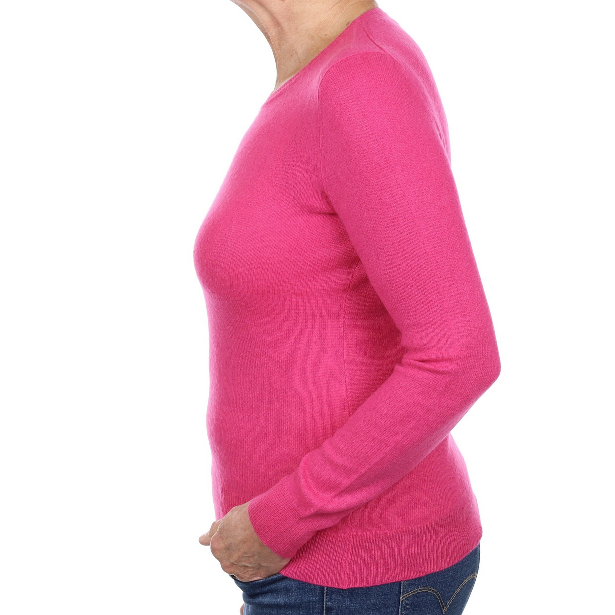 Hot Pink Cashmere Crew Neck Jumper Medium