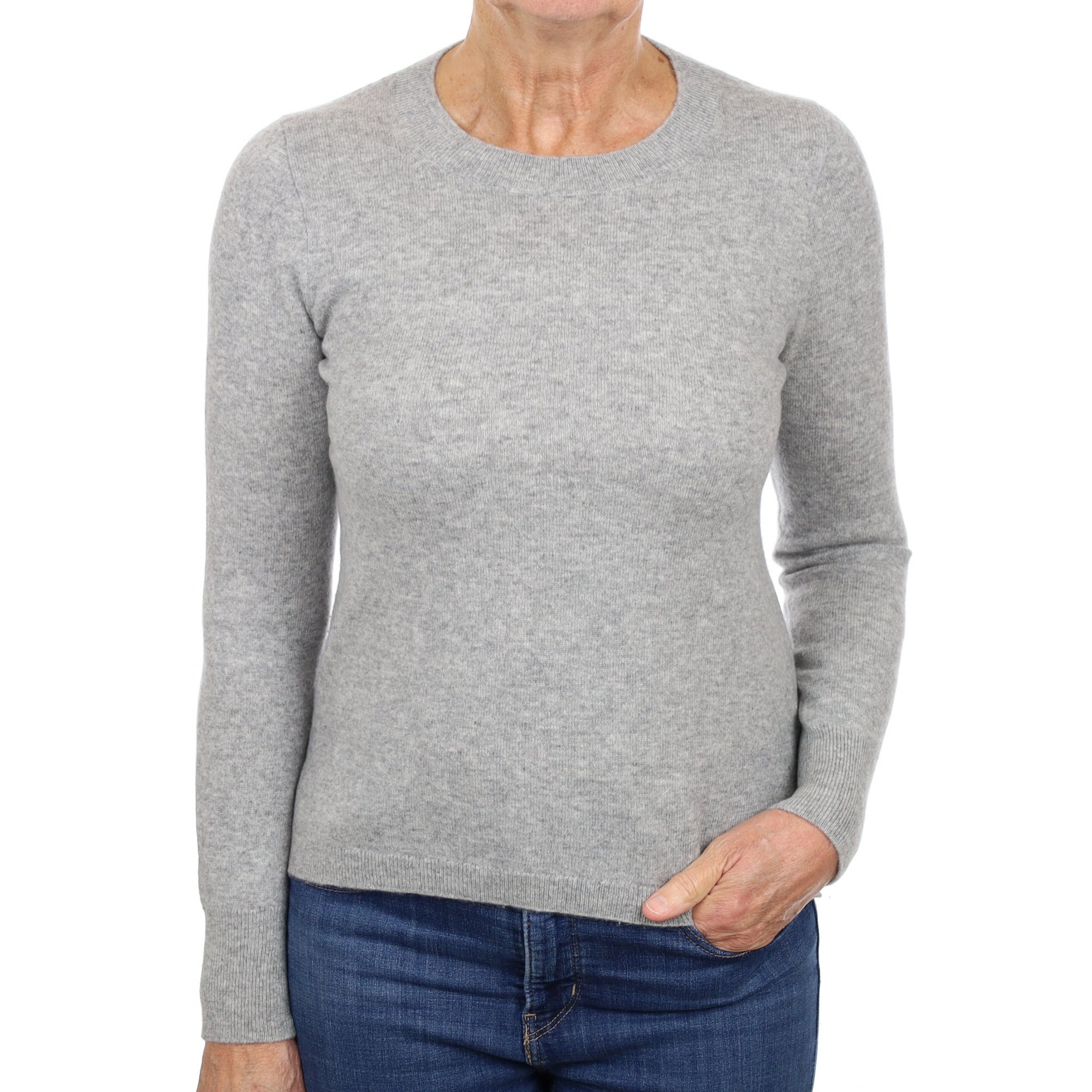 Smoke Grey Cashmere Crew Neck Jumper Medium