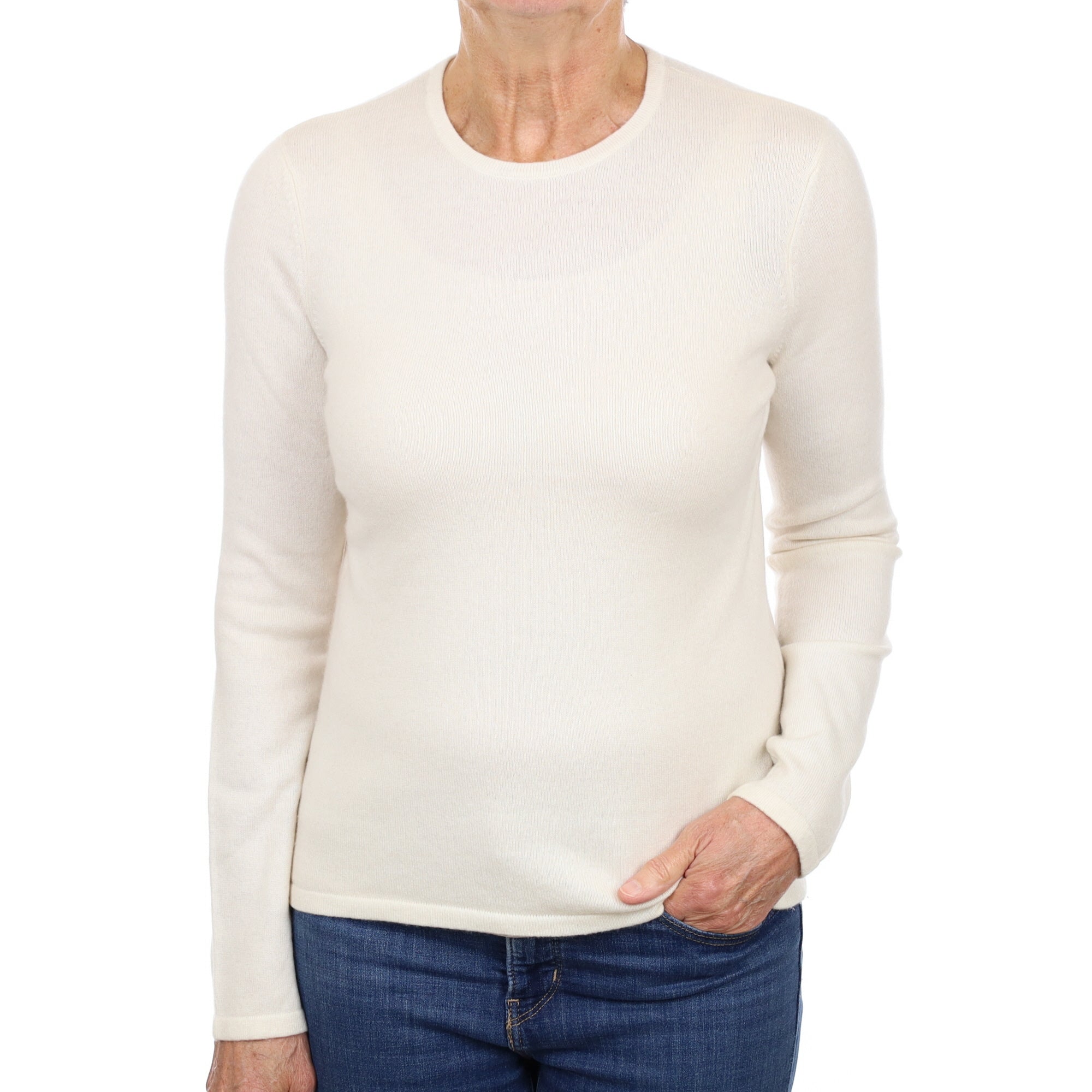 Vanilla Cream Cashmere Crew Neck Jumper Medium