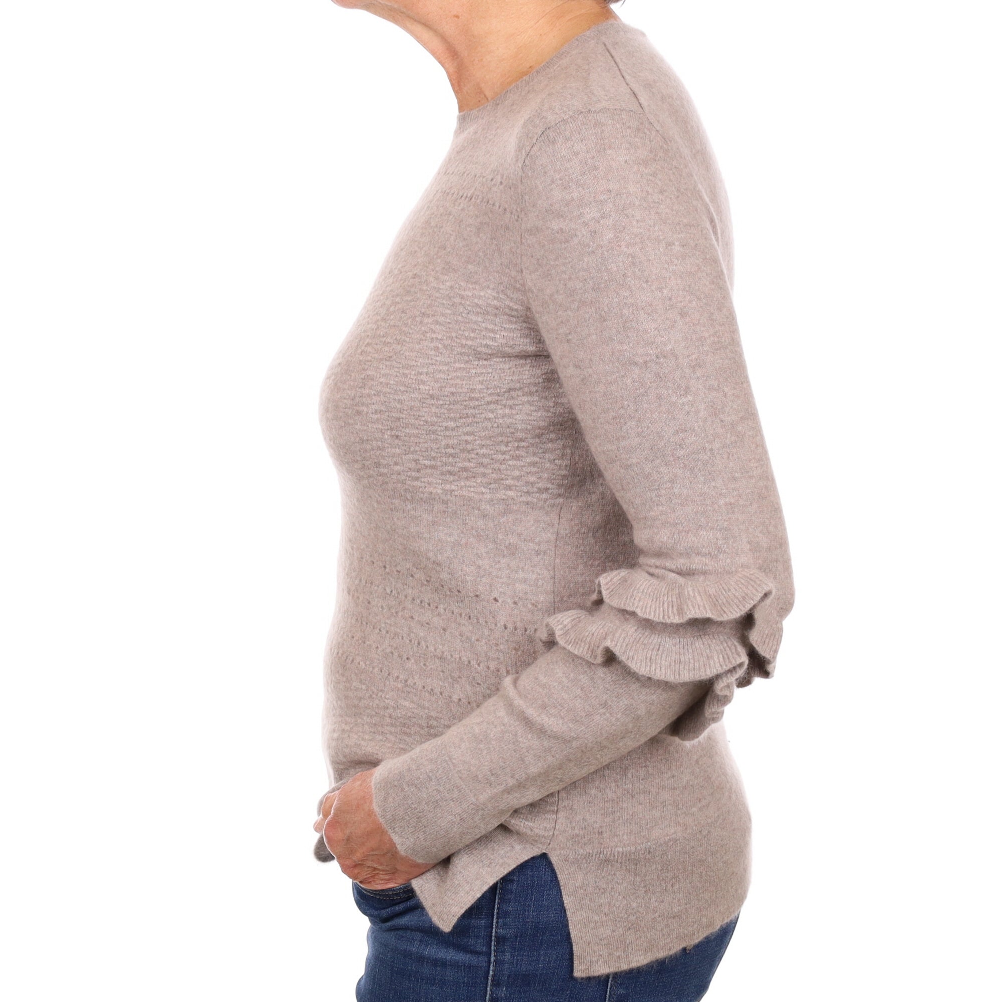 Neiman Marcus Mink Brown Cashmere Crew Neck Jumper Medium