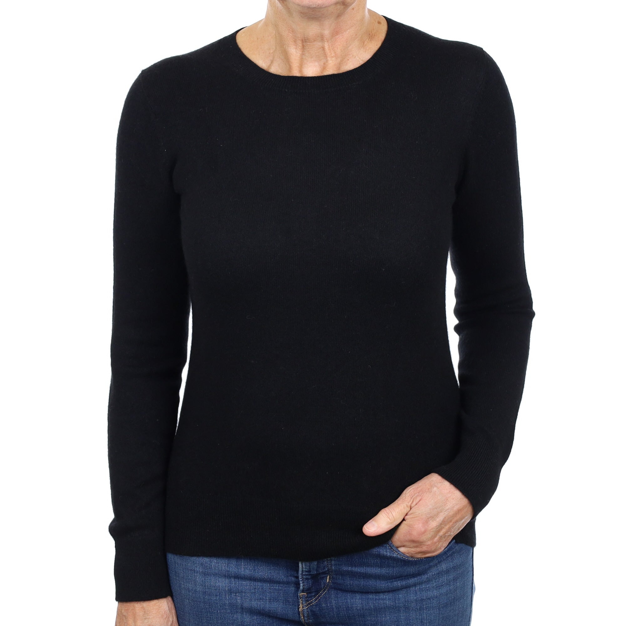 Black Cashmere Crew Neck Jumper Medium
