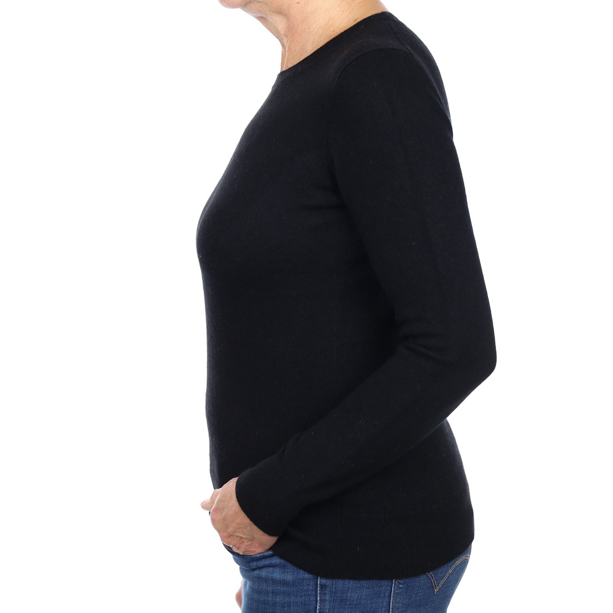 Black Cashmere Crew Neck Jumper Medium