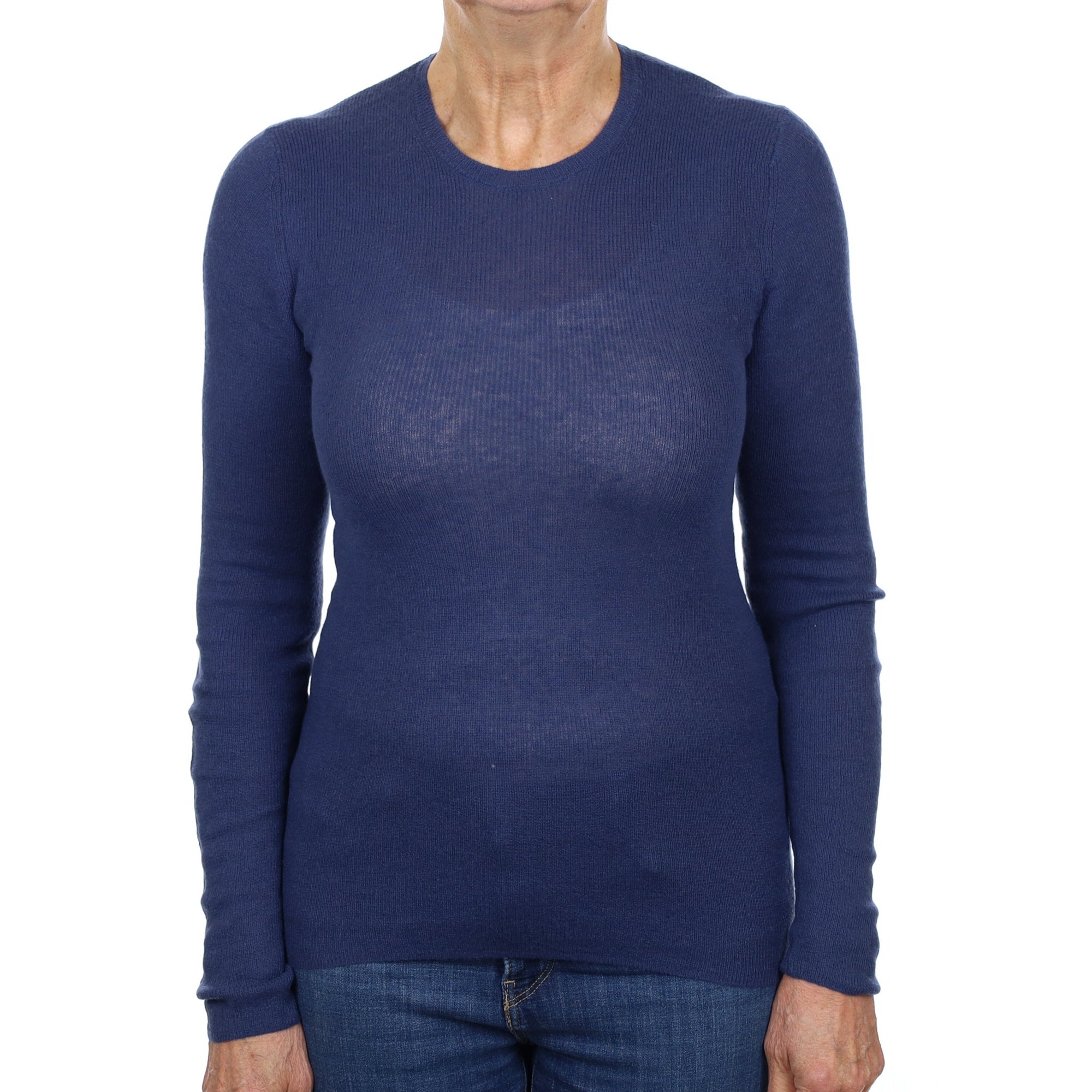 Denim Blue Cashmere Crew Neck Jumper Medium