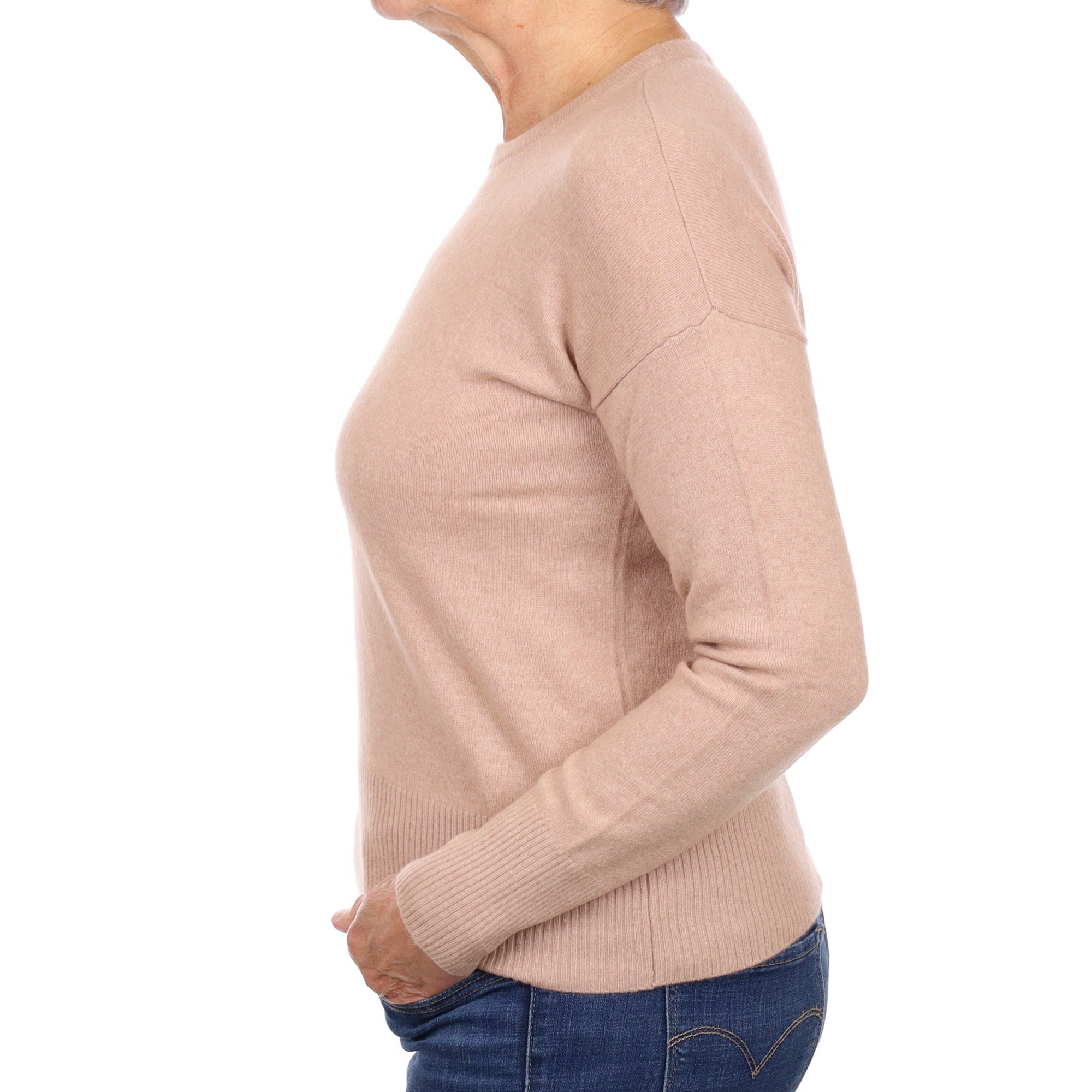 Buff Pink Cashmere Crew Neck Jumper Medium