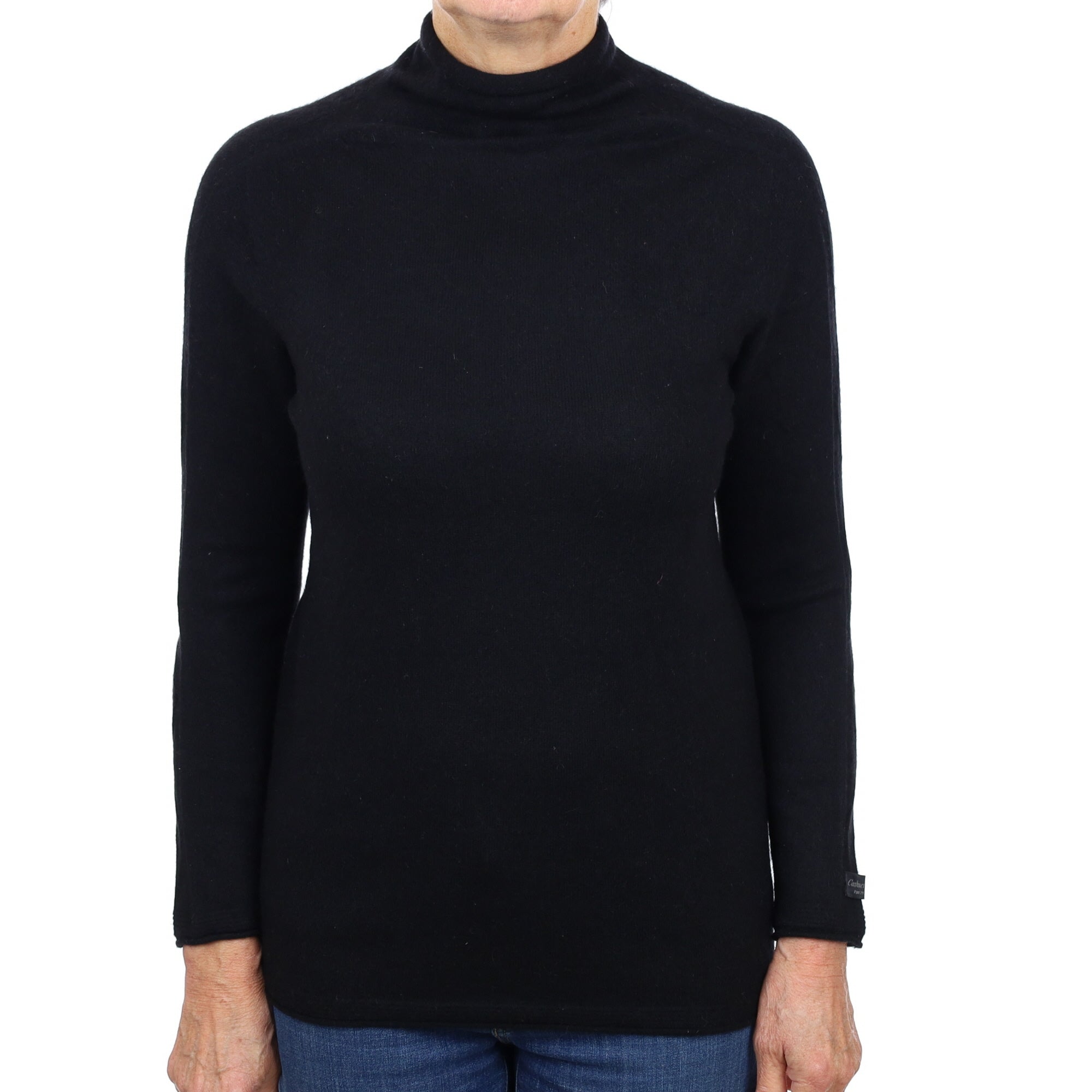 Black Cashmere Funnel Neck Jumper Medium