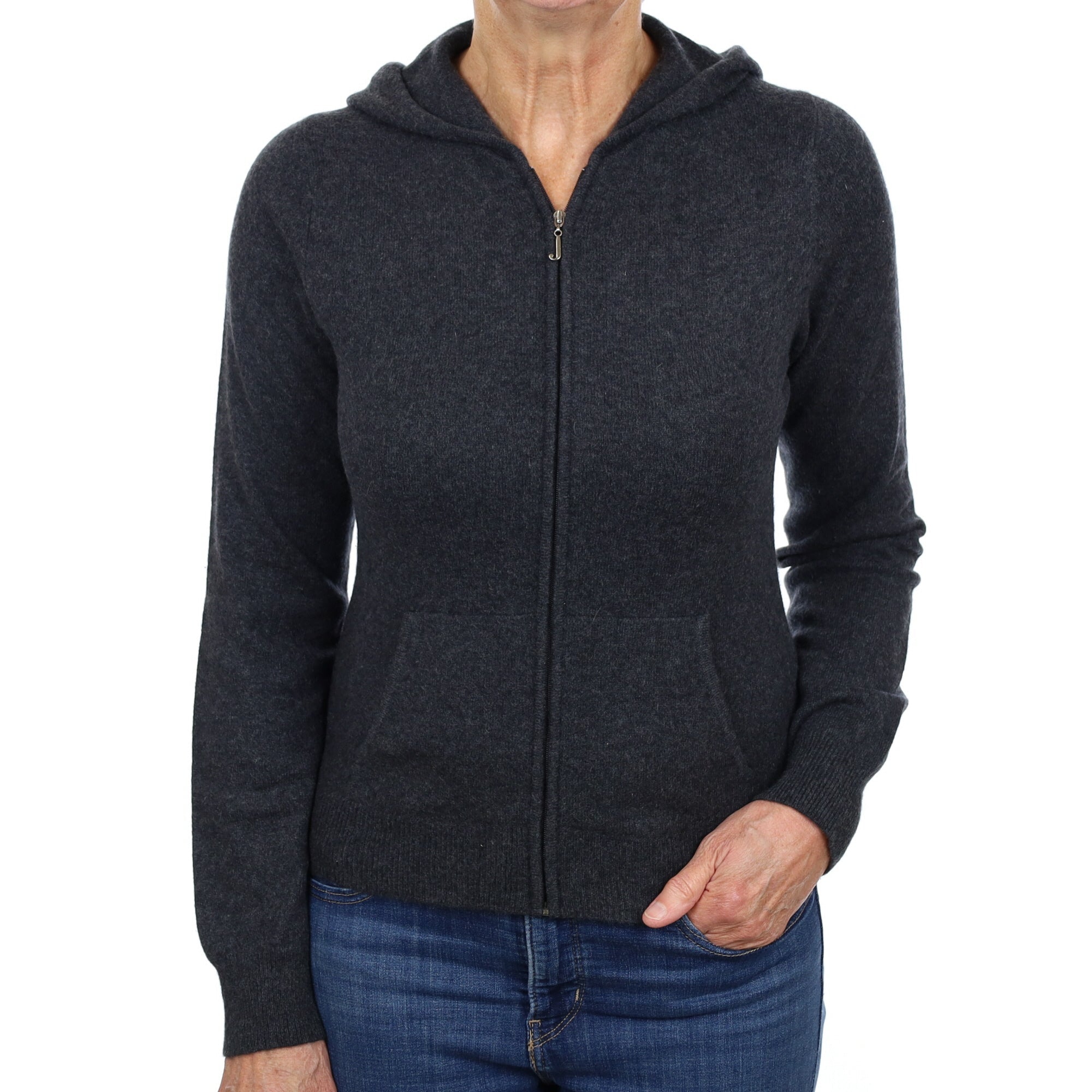 Juicy Couture Slate Grey Cashmere Zip Up Hoodie Medium