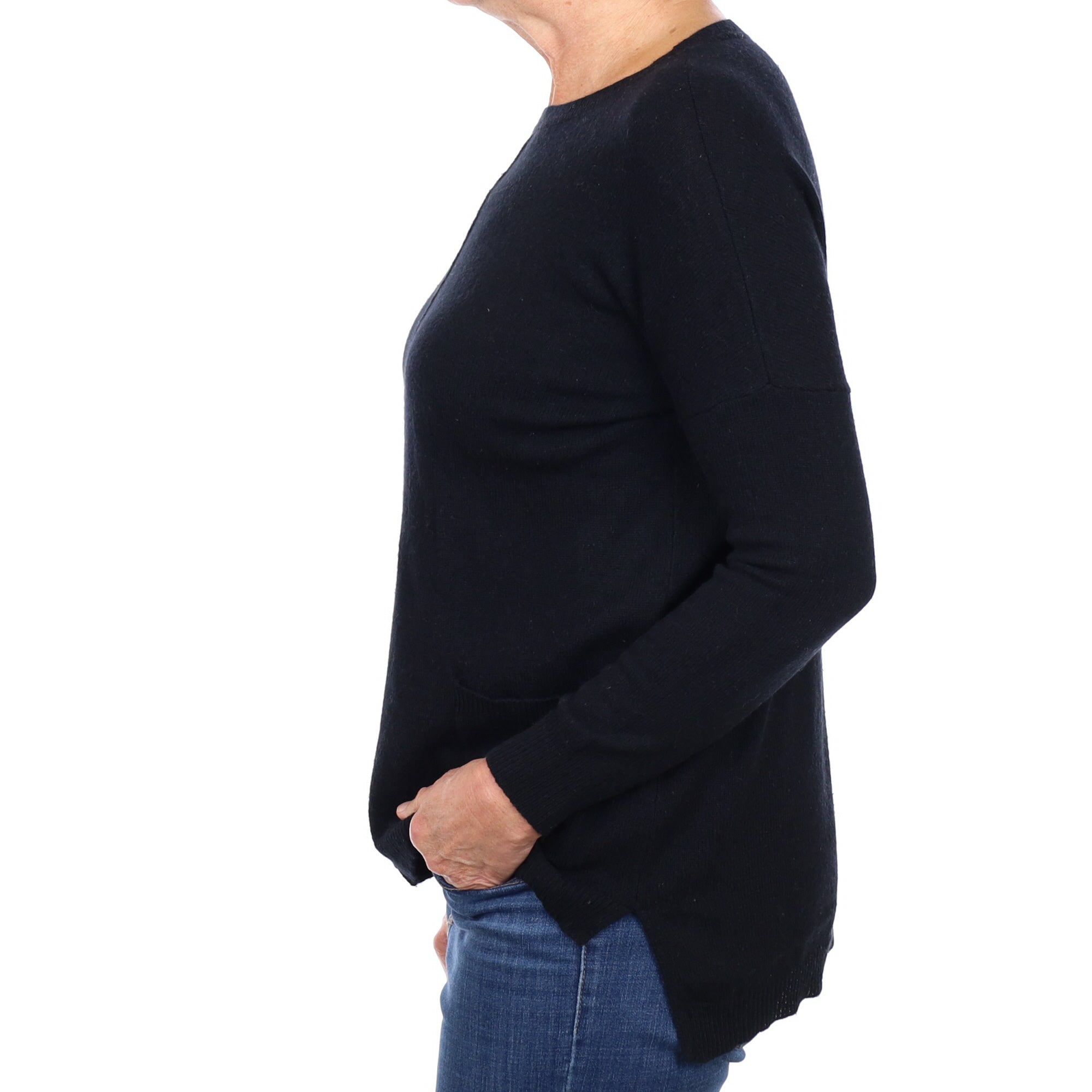 Black Cashmere Crew Neck Jumper Medium