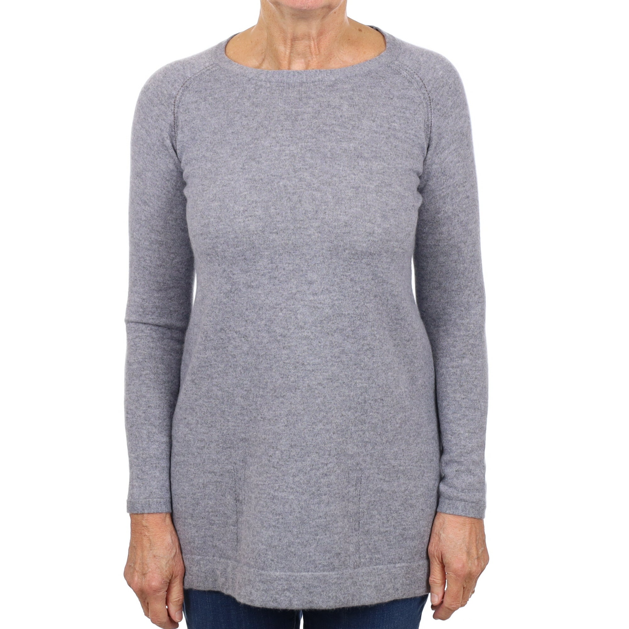 House Or Bruar Ash Grey Cashmere Wide Crew Neck Jumper Medium