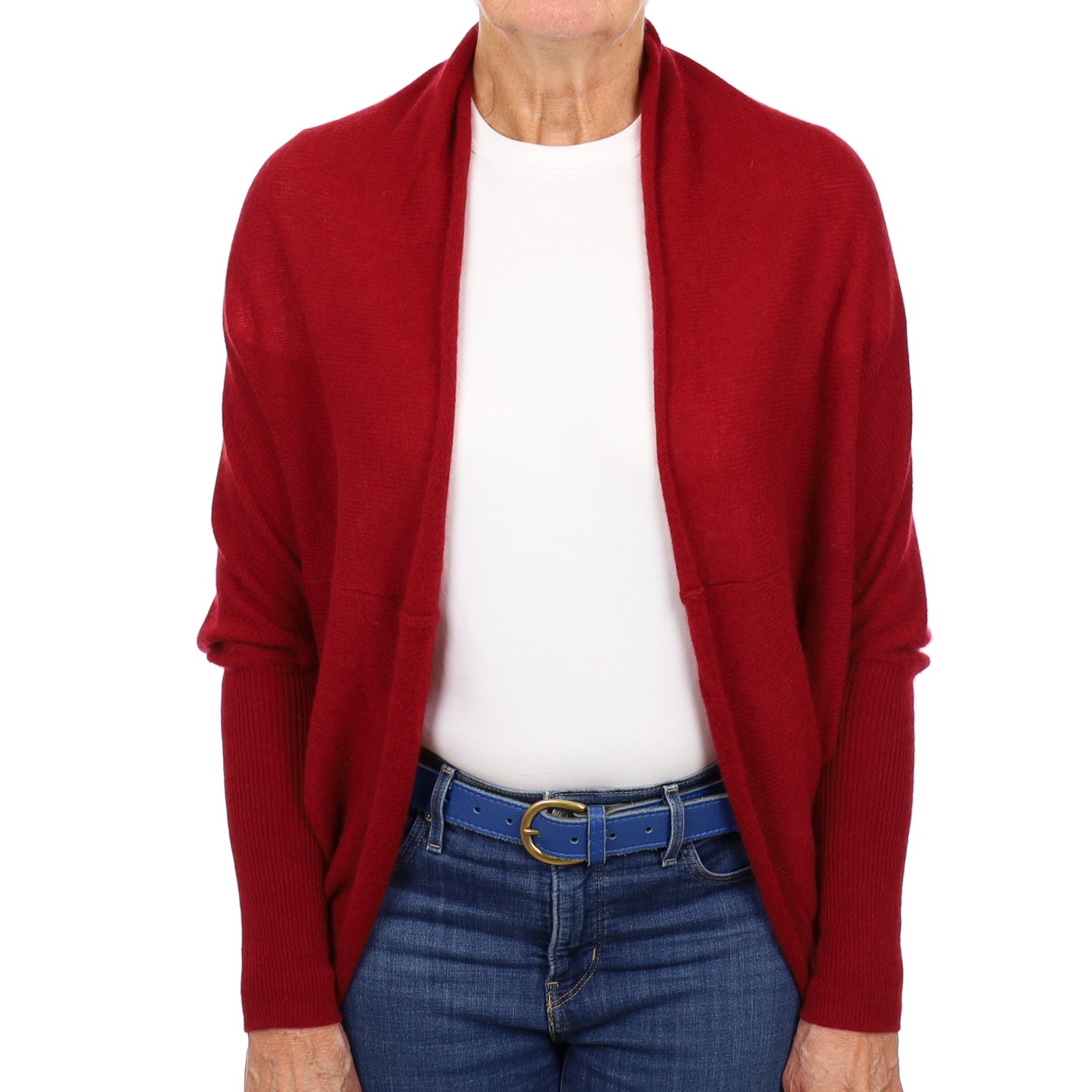 Crimson Red Cashmere Edge To Edge Cardigan Medium