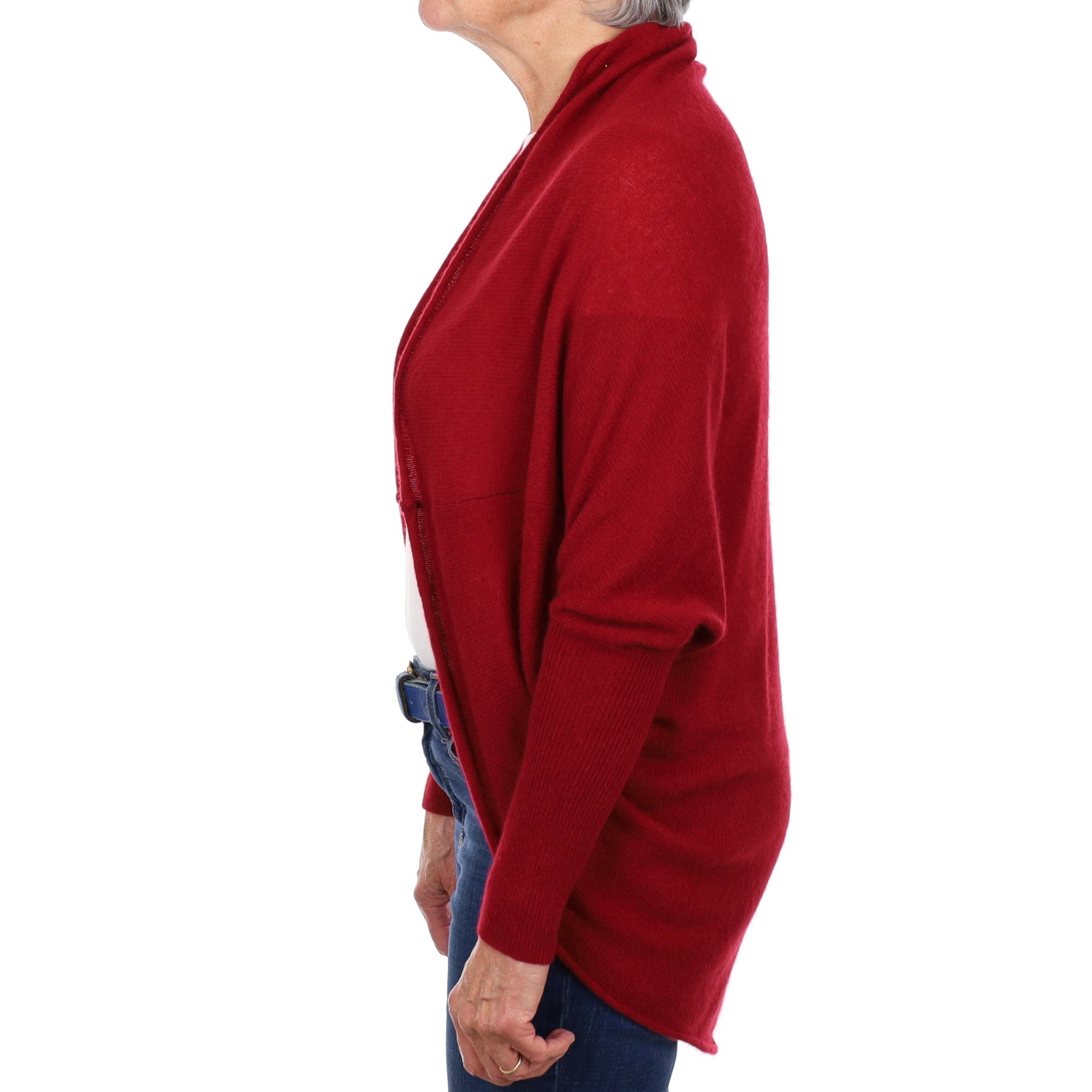 Crimson Red Cashmere Edge To Edge Cardigan Medium