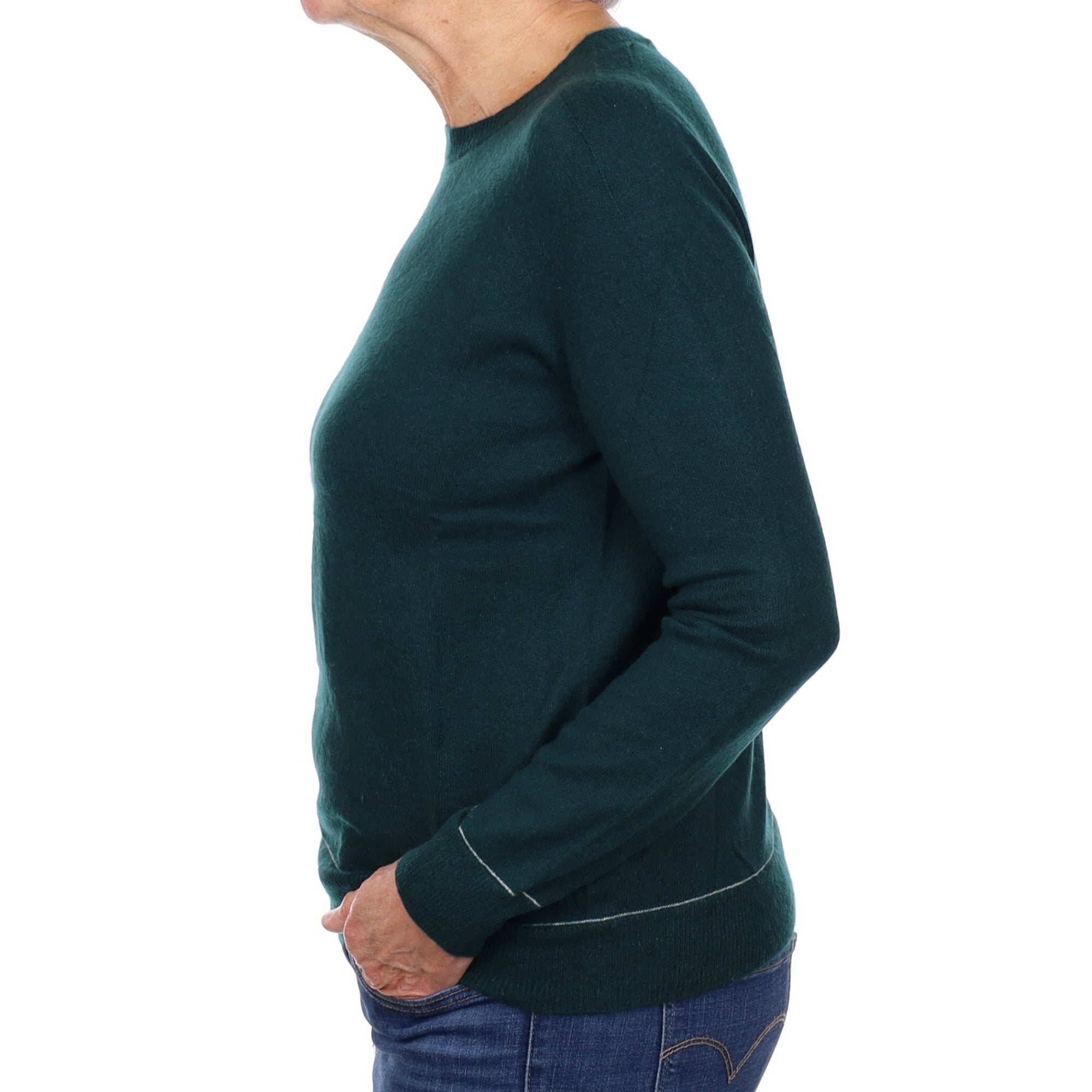 Bottle Green Cashmere Crew Neck Jumper Medium