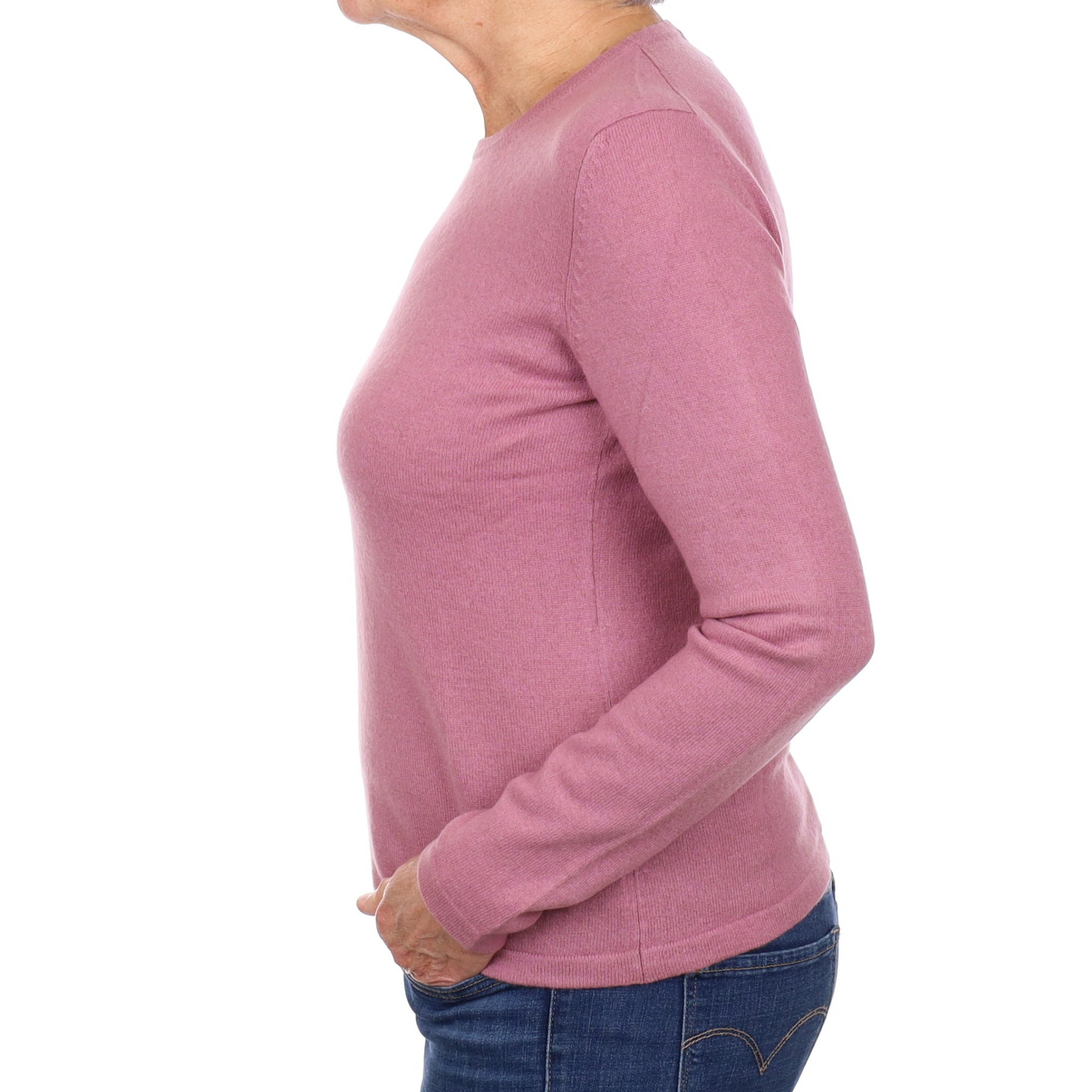 Heather Purple Cashmere Crew Neck Jumper Medium