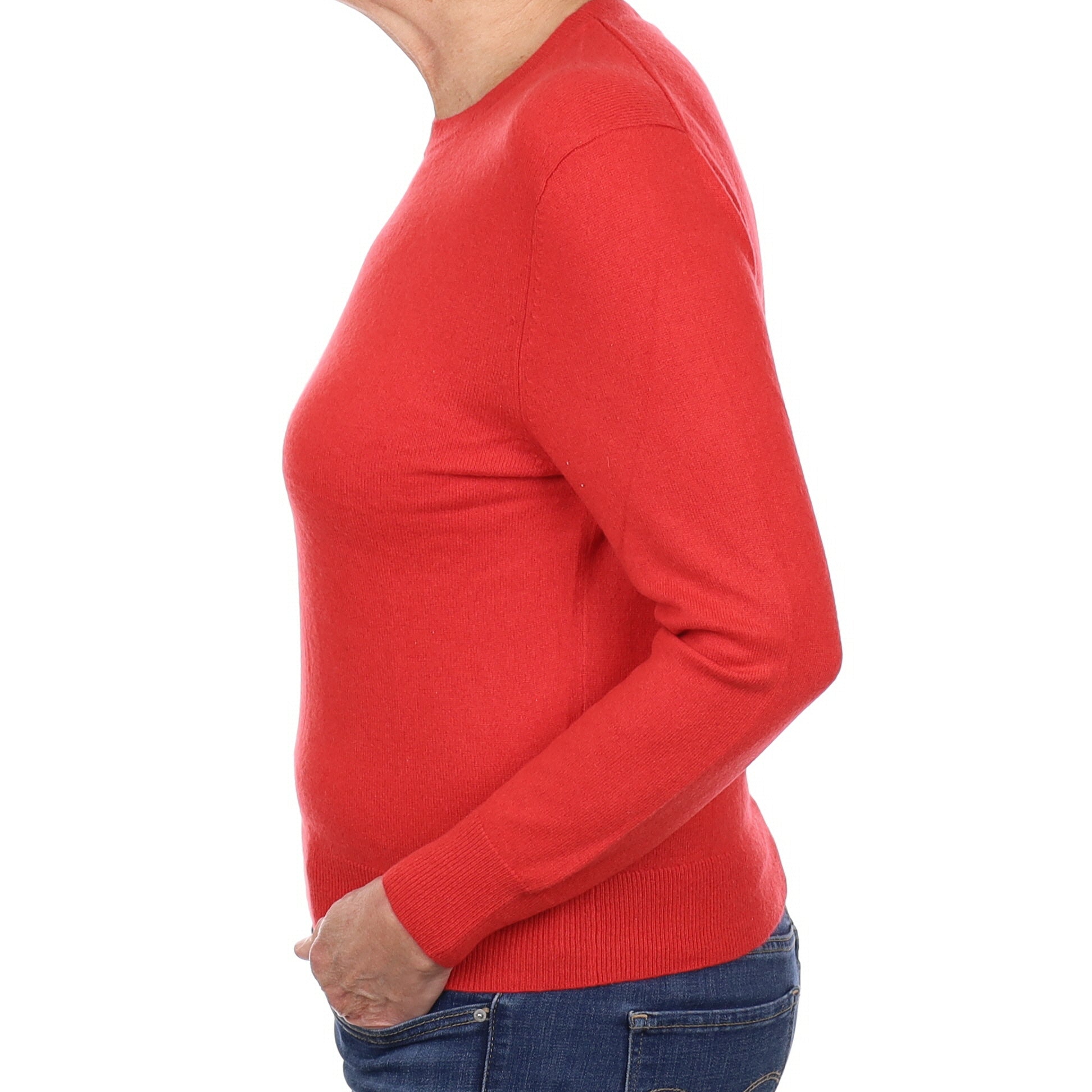 Scarlet Red Cashmere Crew Neck Jumper Medium