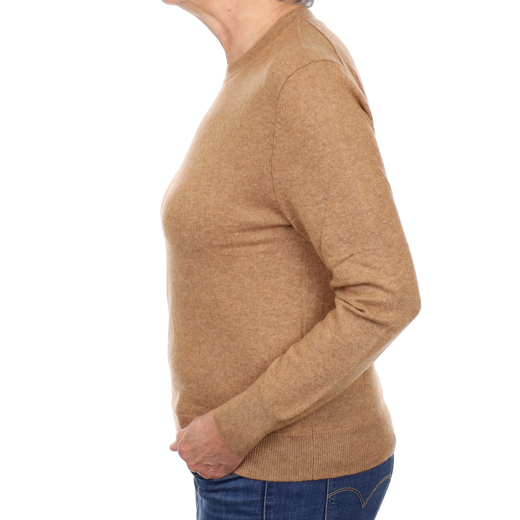 Butterscotch Brown Cashmere Crew Neck Jumper Medium