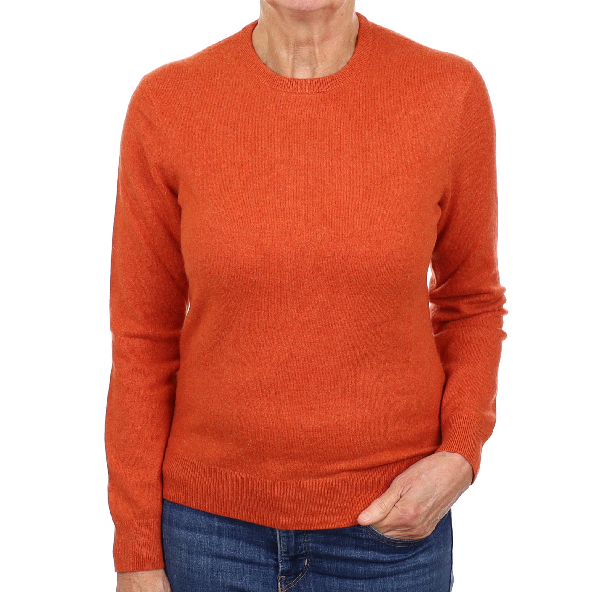 Burnt Orange Cashmere Crew Neck Jumper Medium