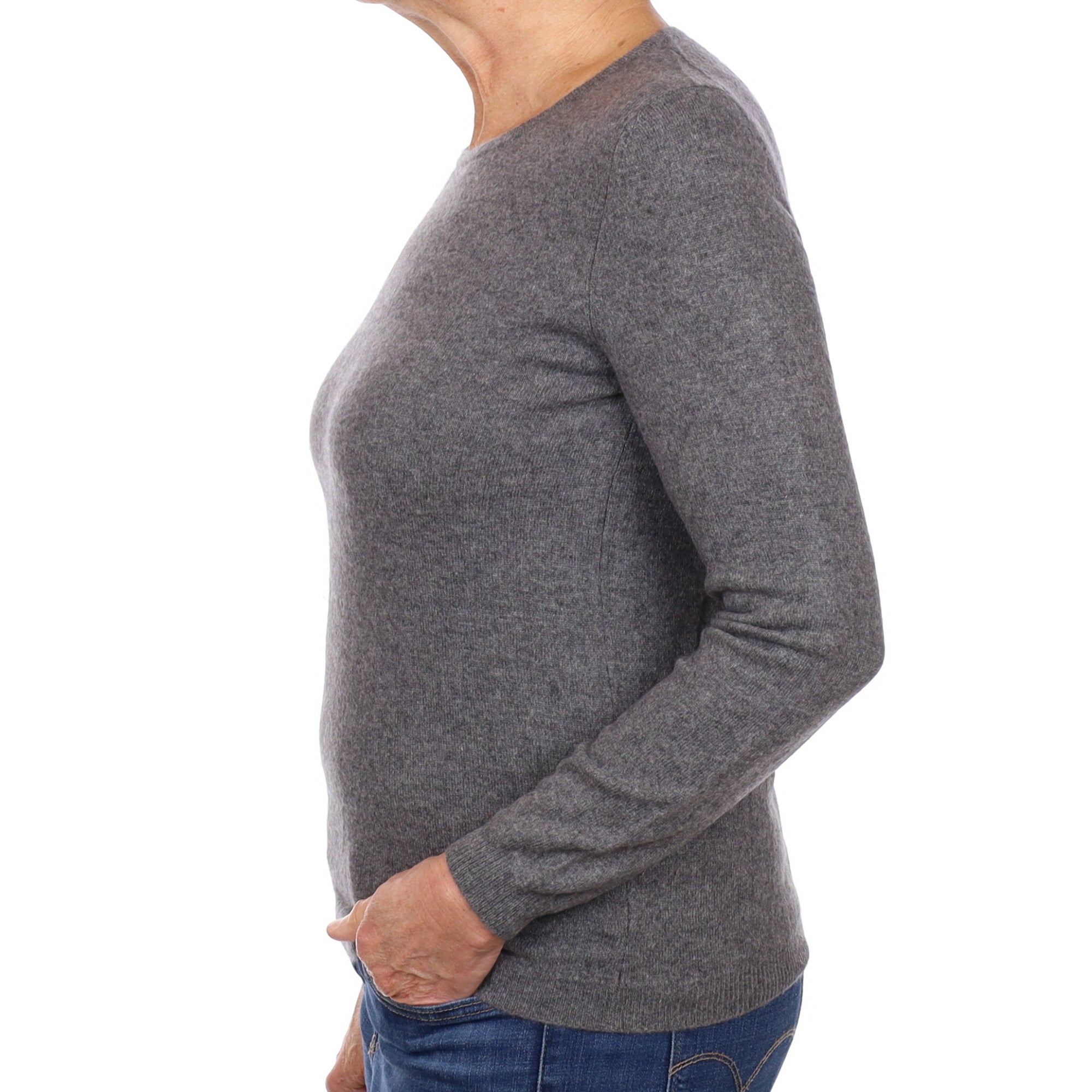 Slate Grey Cashmere Crew Neck Jumper Medium