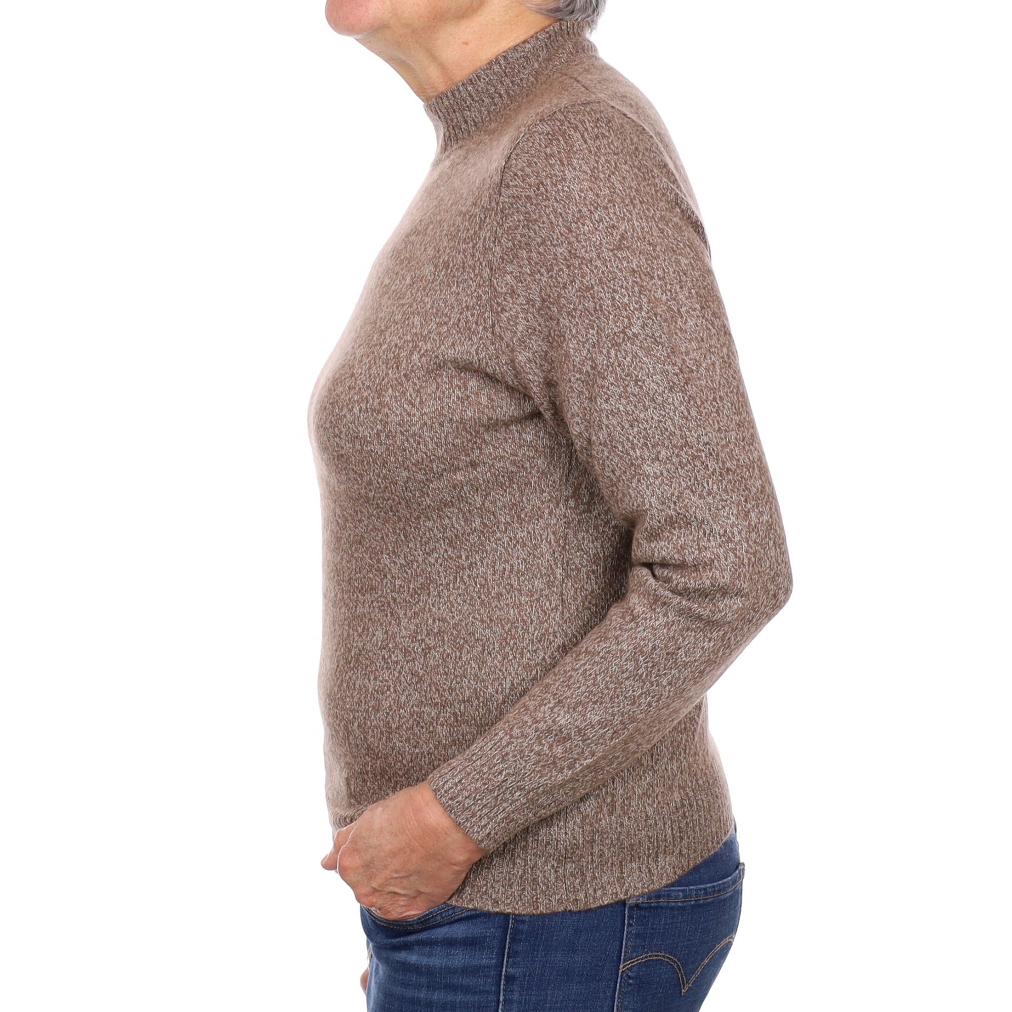 Nutmeg Brown Marl Cashmere Turtle Neck Jumper Medium