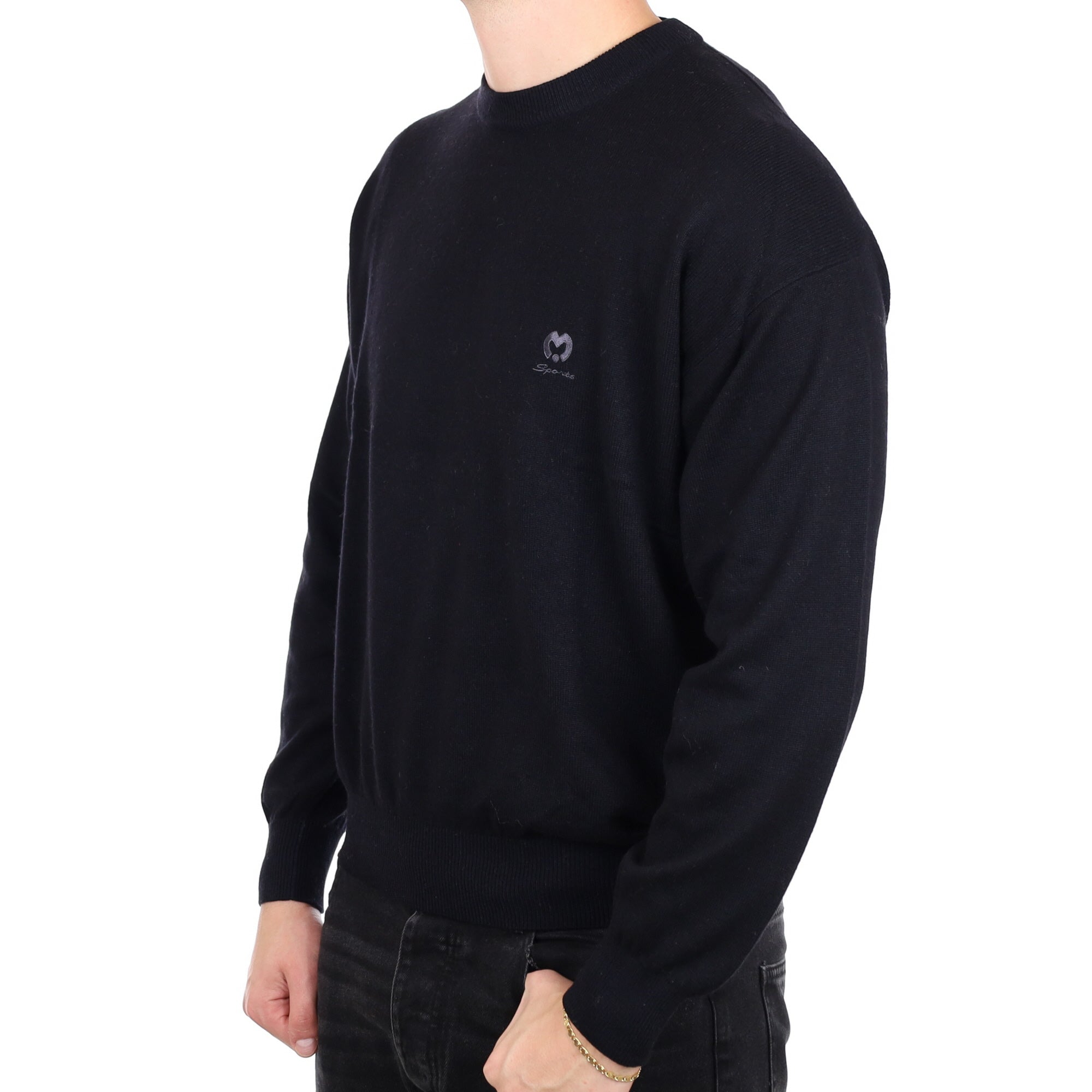 Men's Mila Schön Black Cashmere Crew Neck Jumper XL