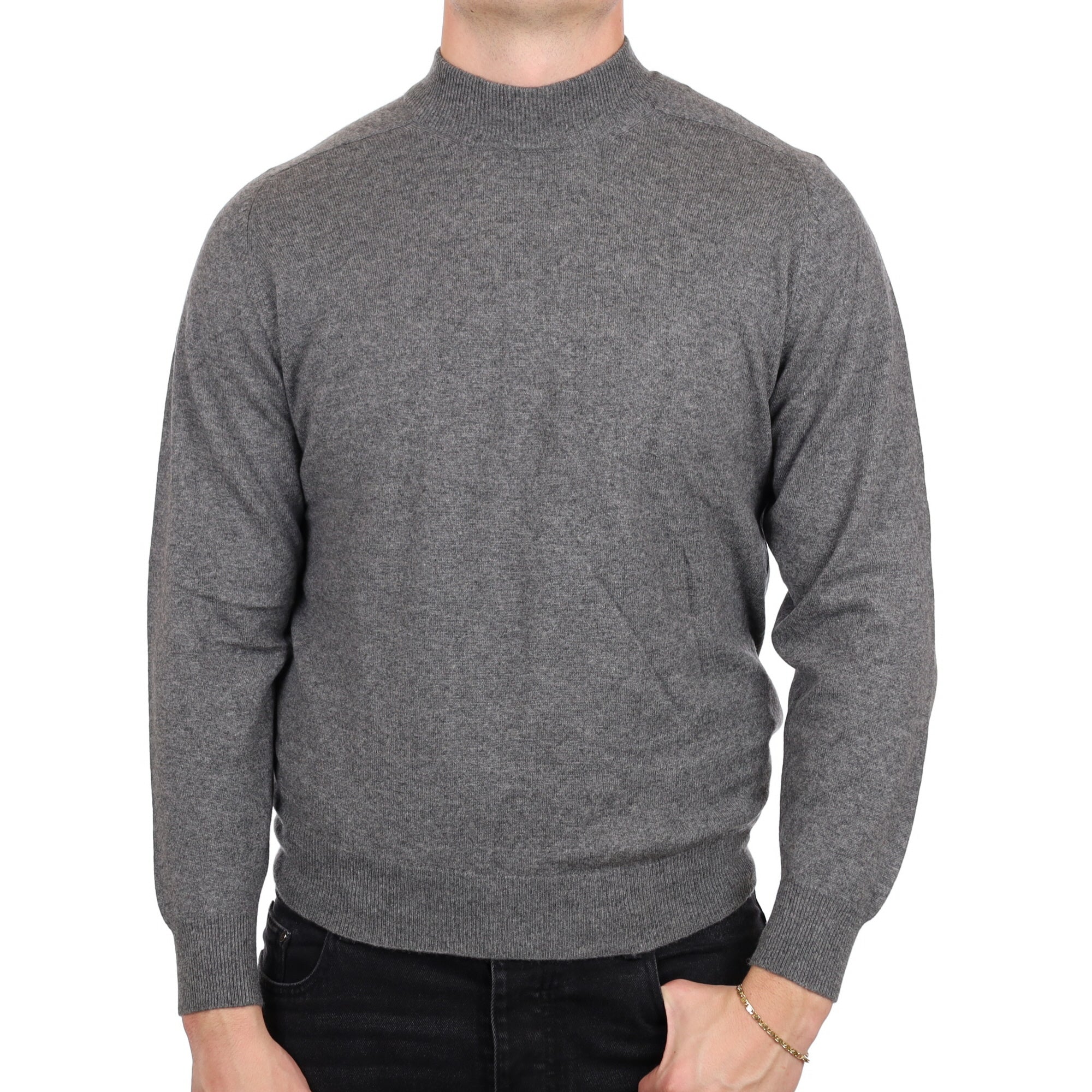 Men's Steel Grey Cashmere Turtle Neck Jumper XL