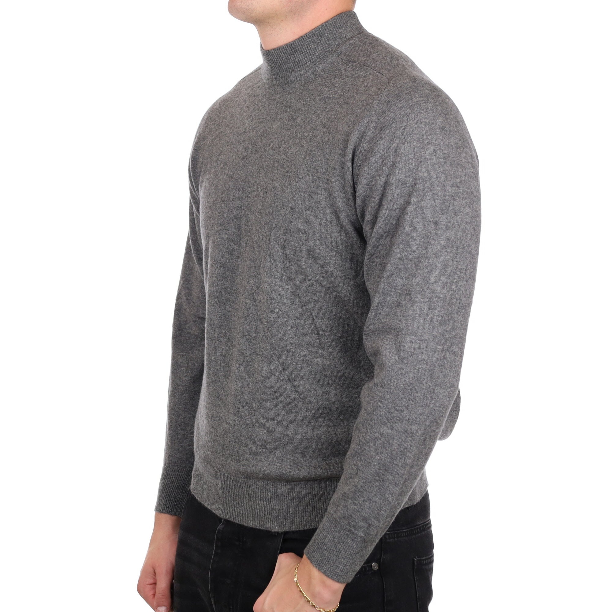 Men's Steel Grey Cashmere Turtle Neck Jumper XL