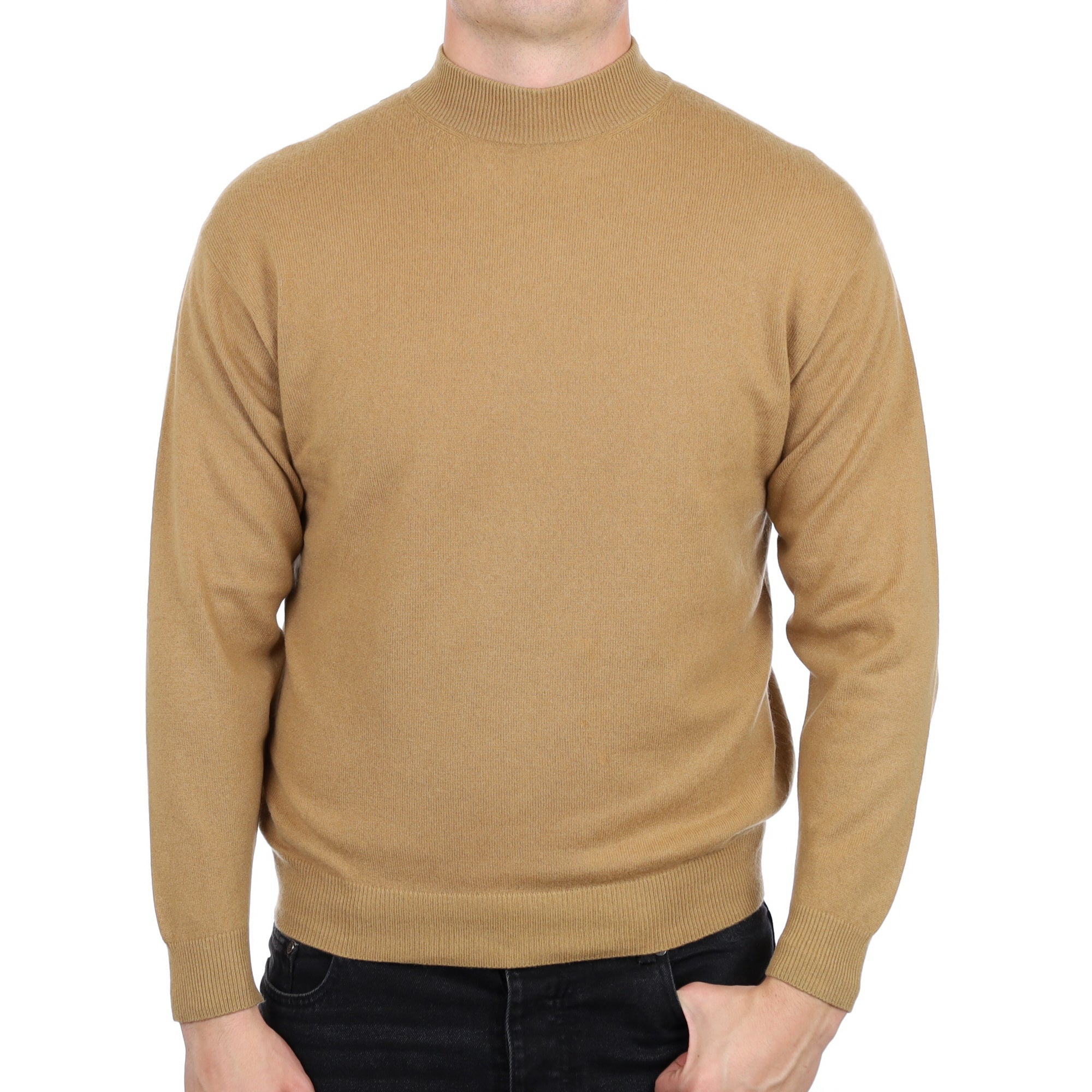 Men's Camel Brown Cashmere Turtle Neck Jumper XL