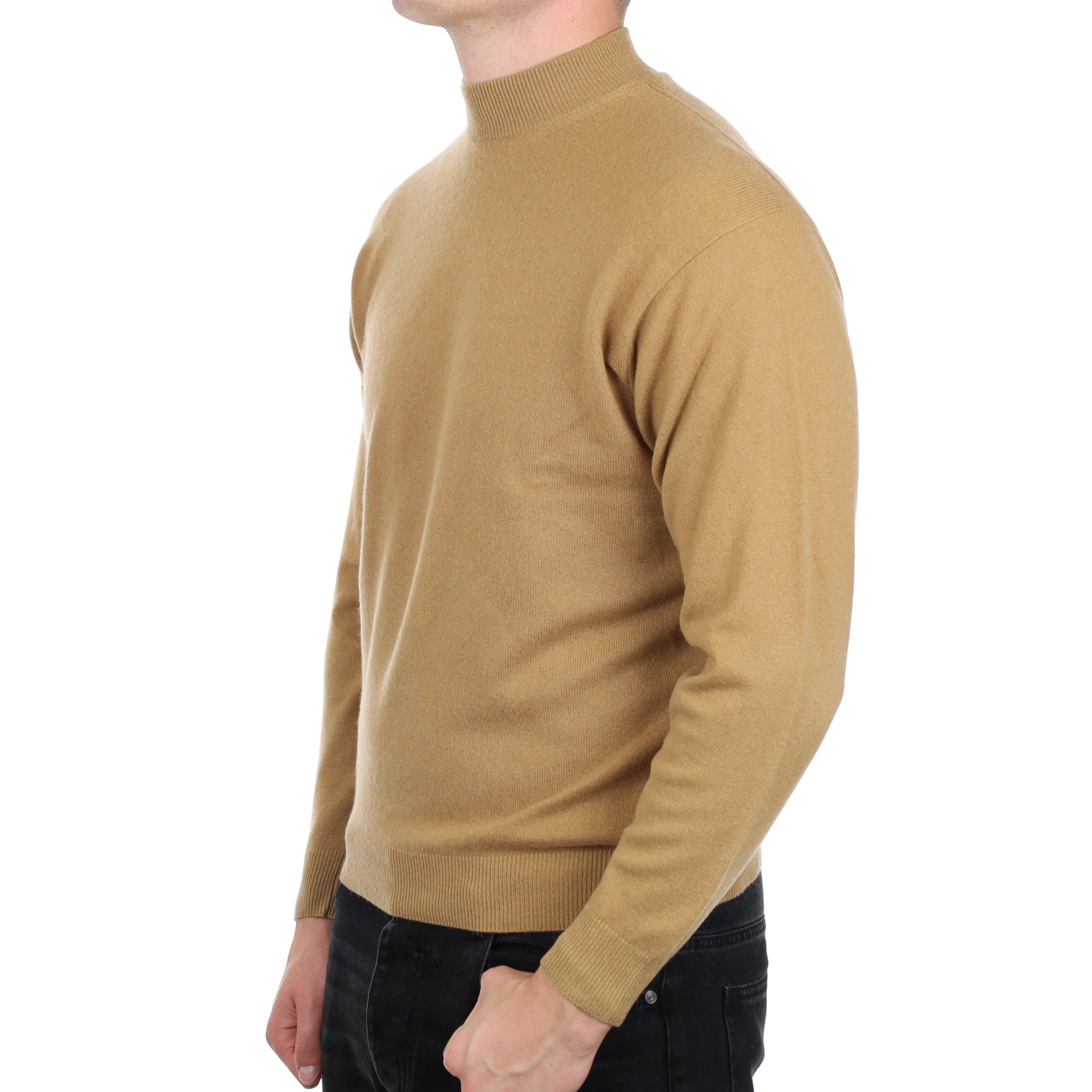 Men's Camel Brown Cashmere Turtle Neck Jumper XL