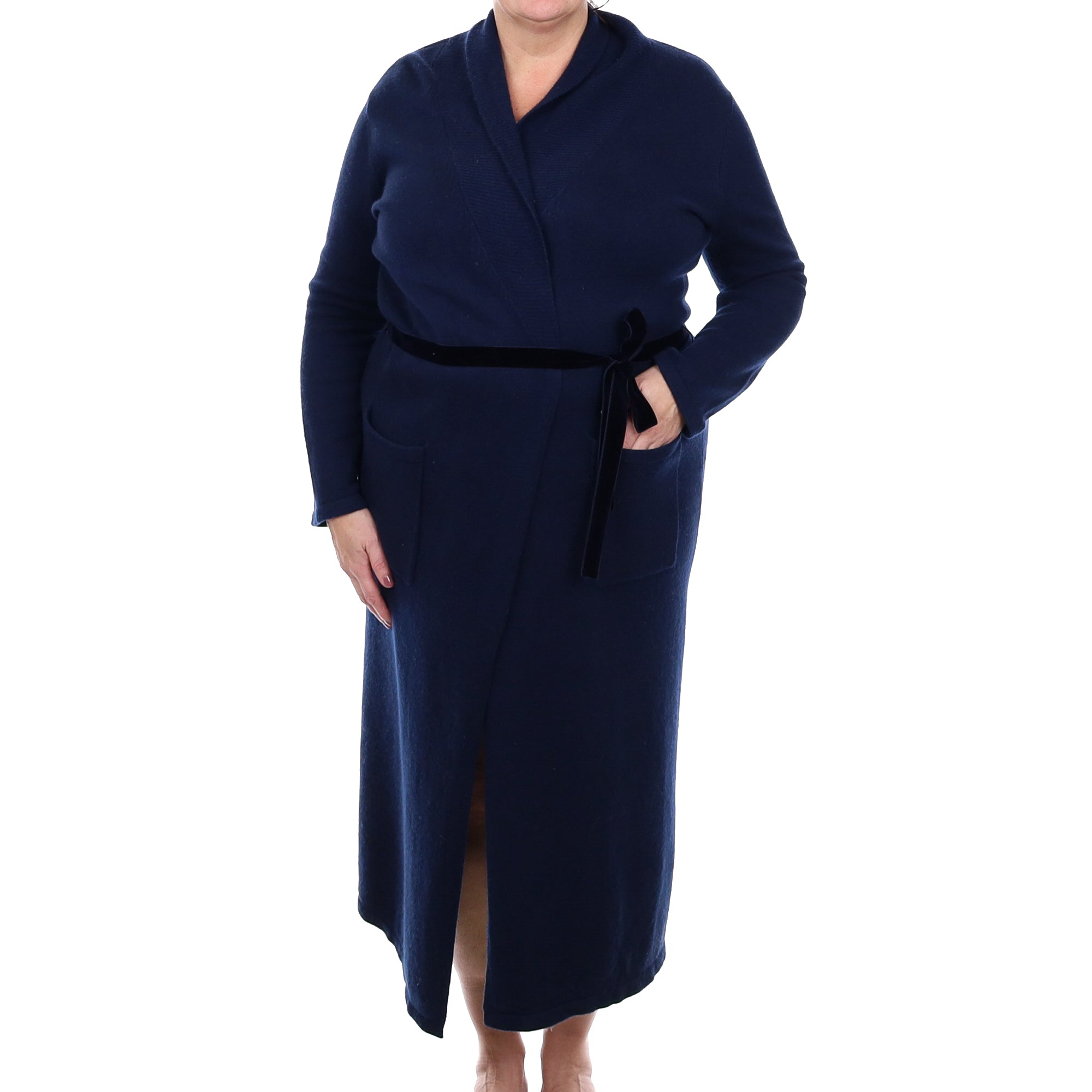 Navy Blue Cashmere Dressing Gown Extra Large