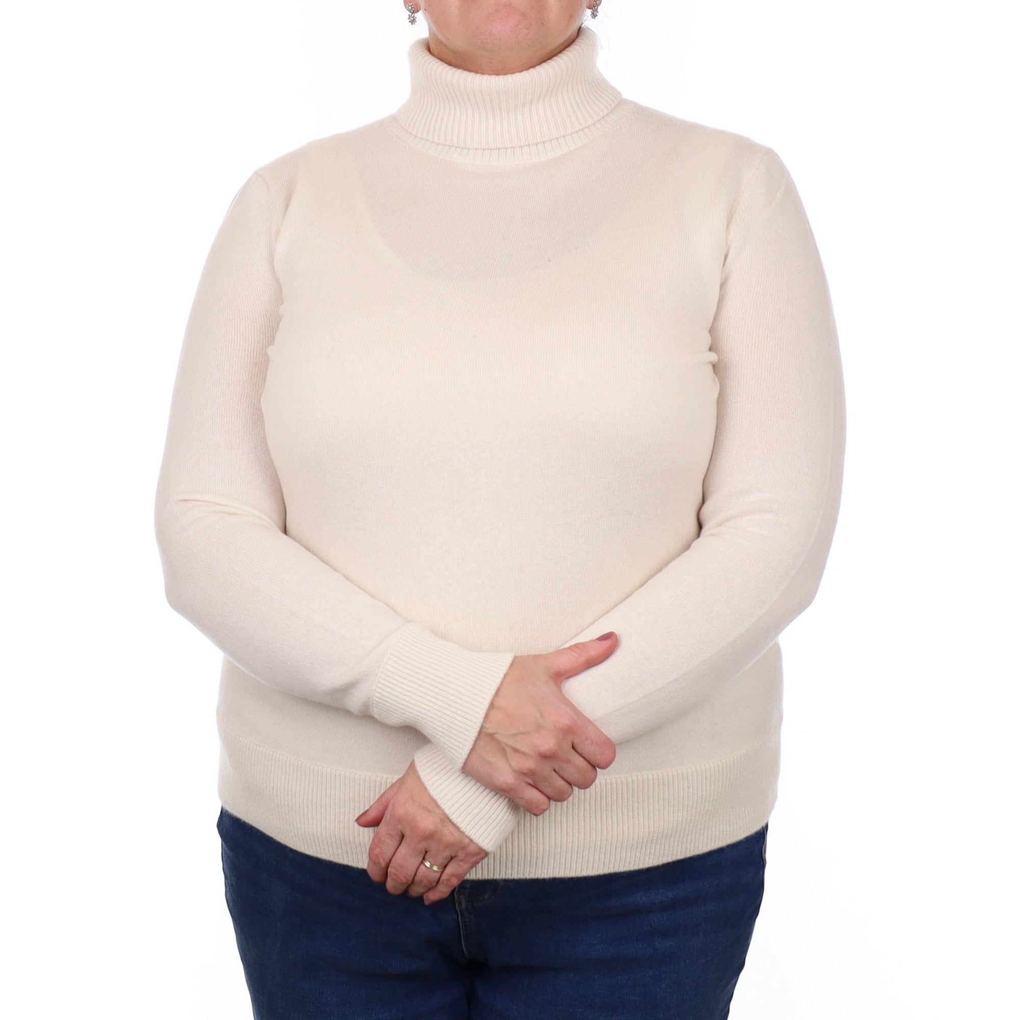 Cream Cashmere Polo Neck Jumper Extra Large
