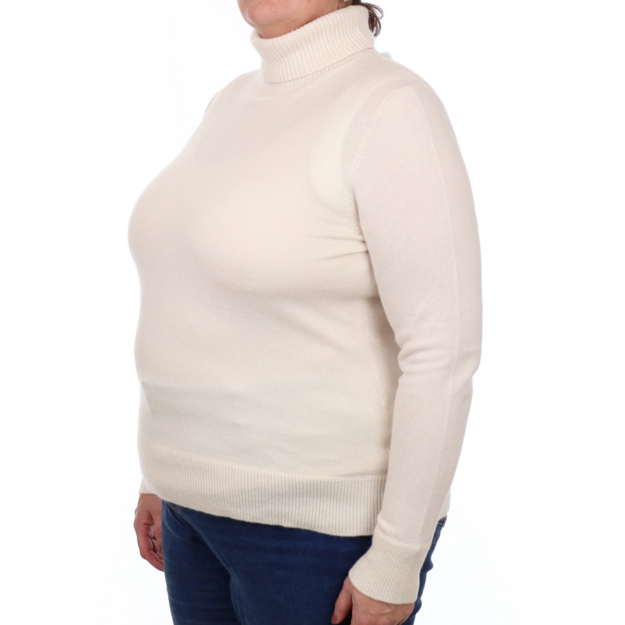 Cream Cashmere Polo Neck Jumper Extra Large