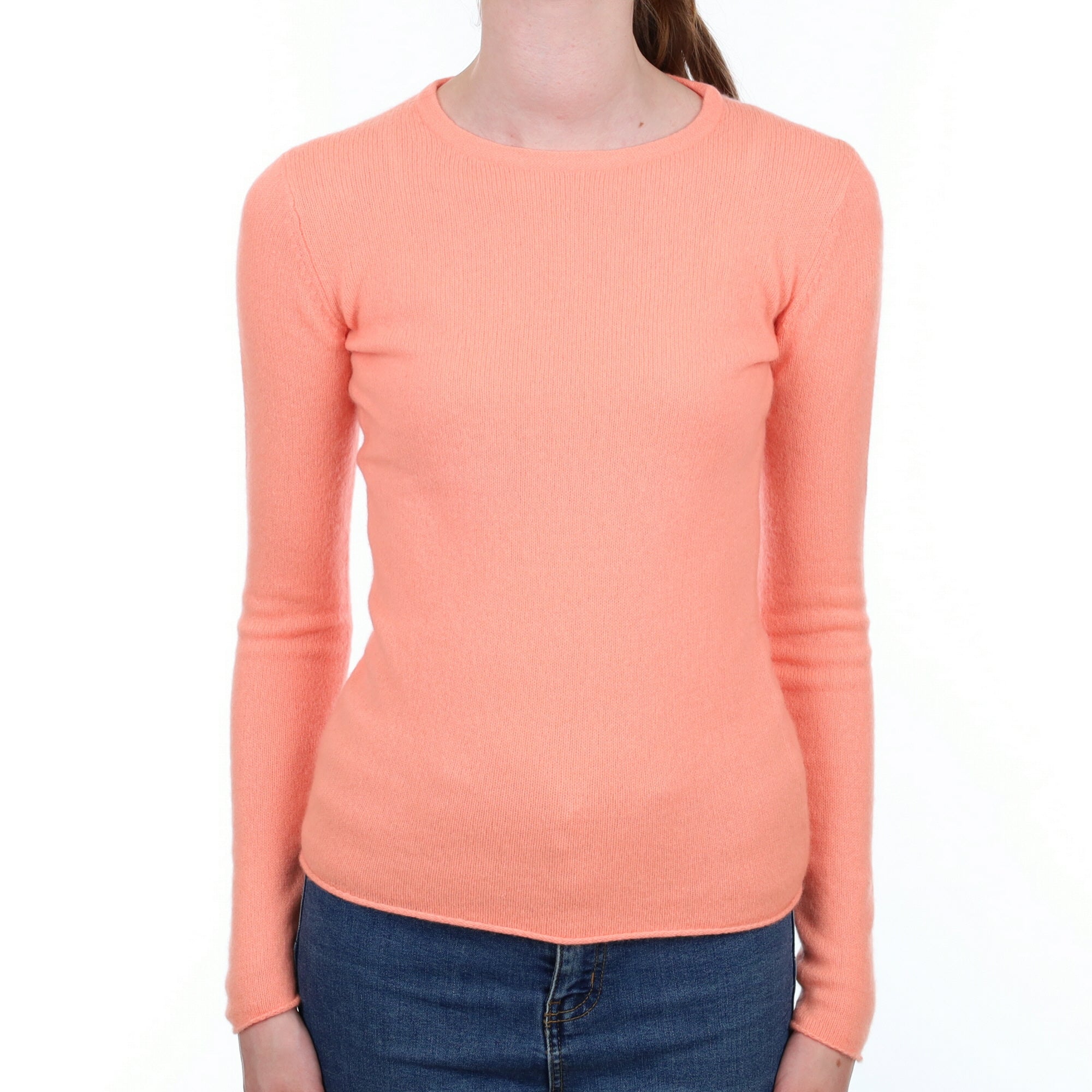 Brand New Peach Pink Cashmere Crew Neck Jumper Extra Small